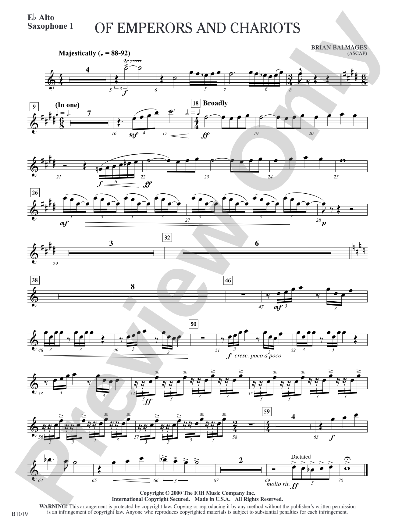 Of Emperors and Chariots: E-flat Alto Saxophone 1