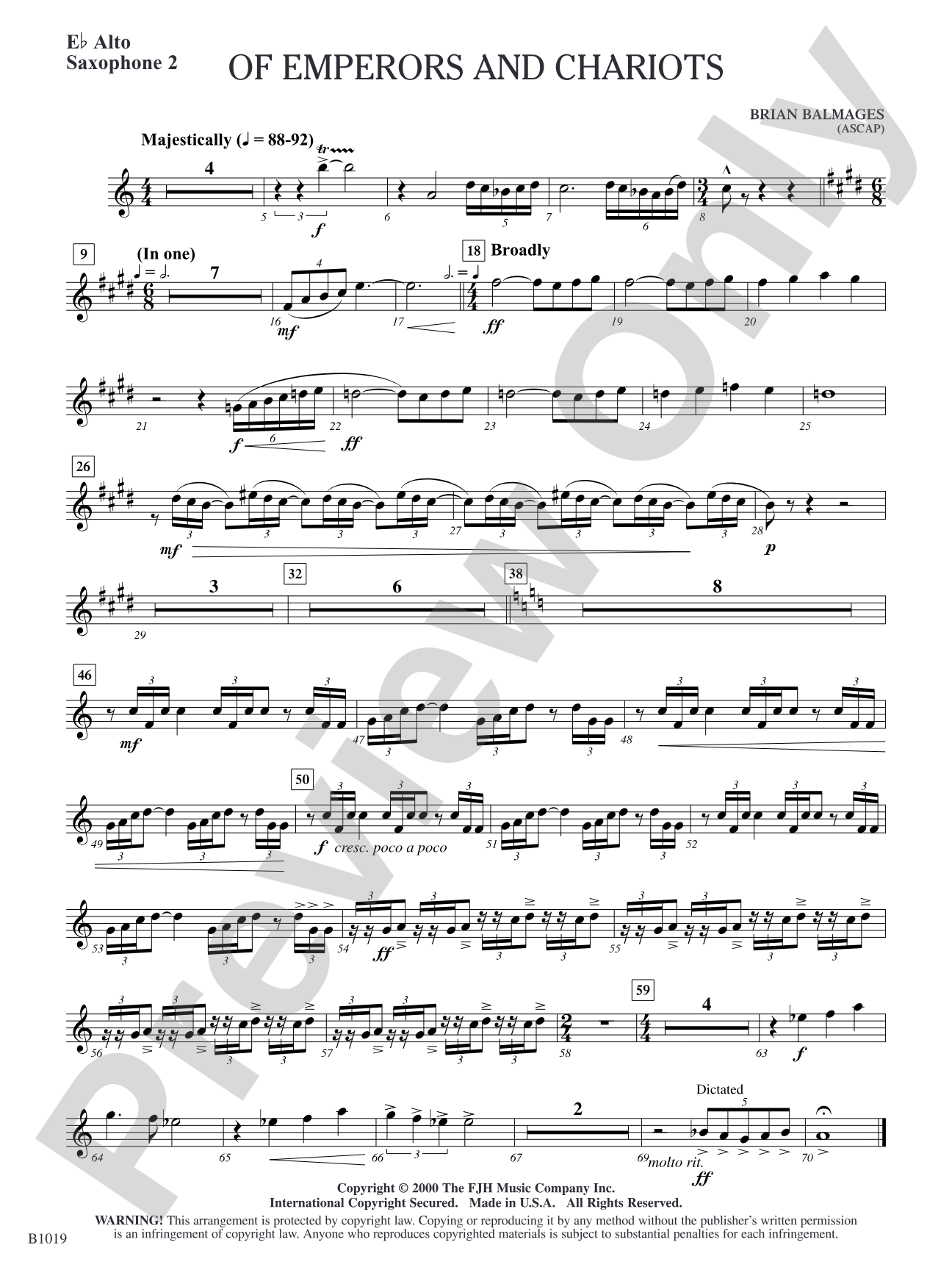 Of Emperors and Chariots: E-flat Alto Saxophone 2