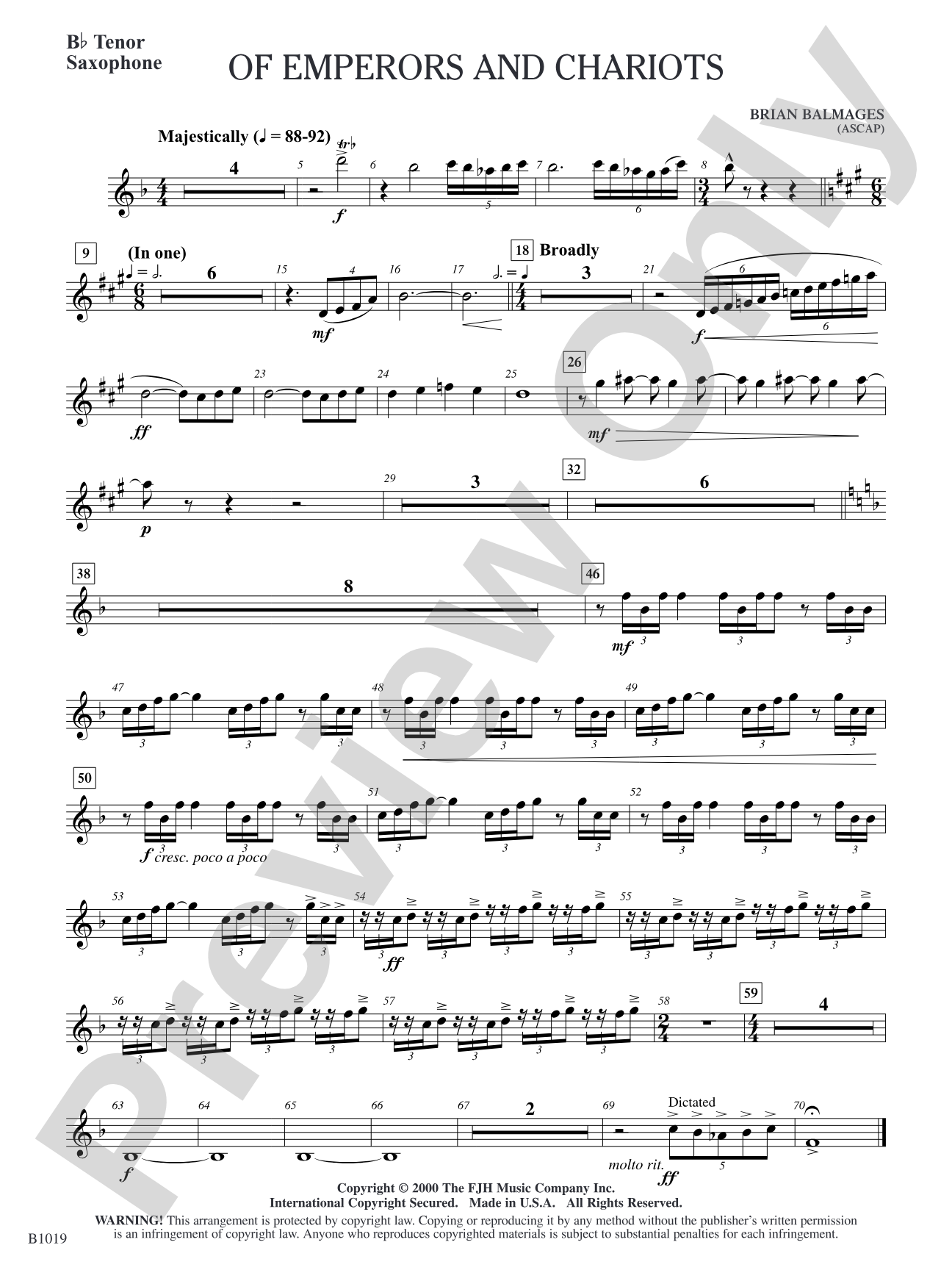 Of Emperors and Chariots: B-flat Tenor Saxophone