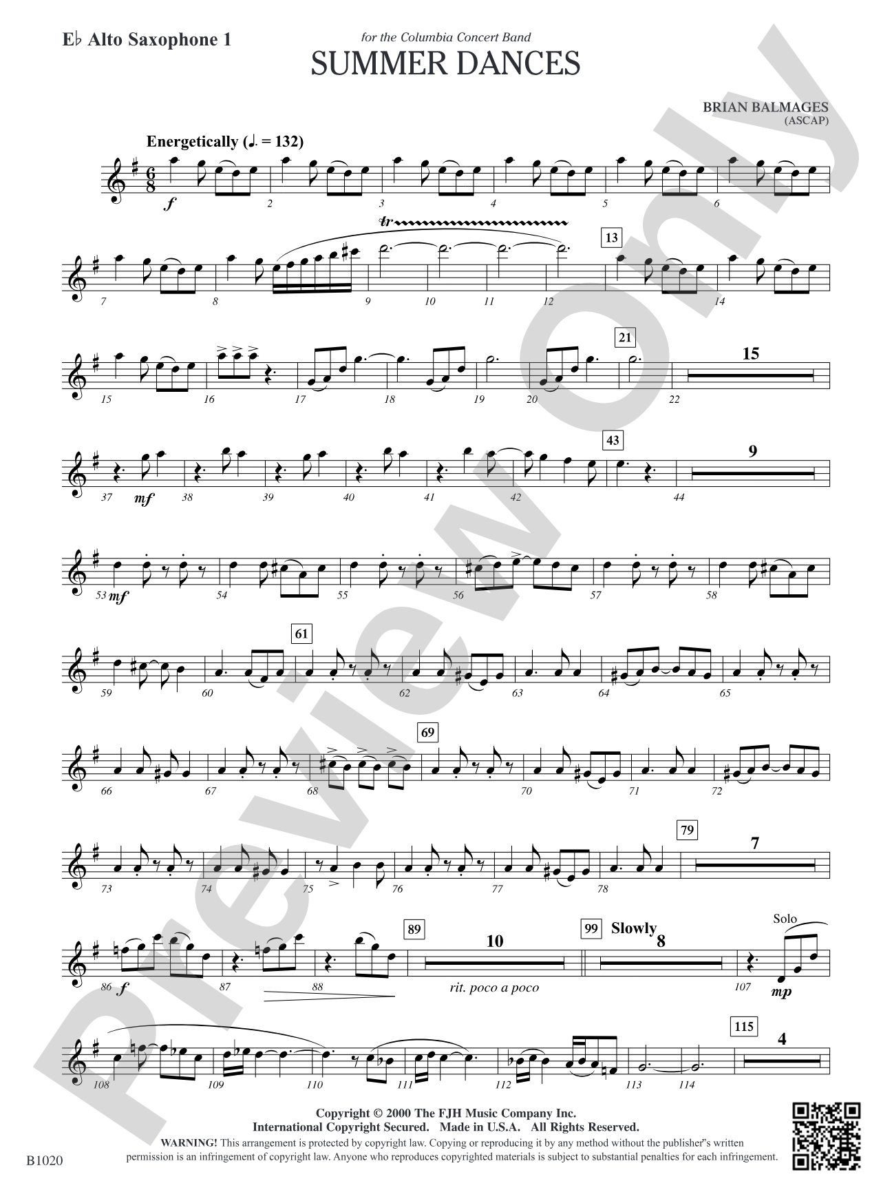 Summer Dances: E-flat Alto Saxophone 1