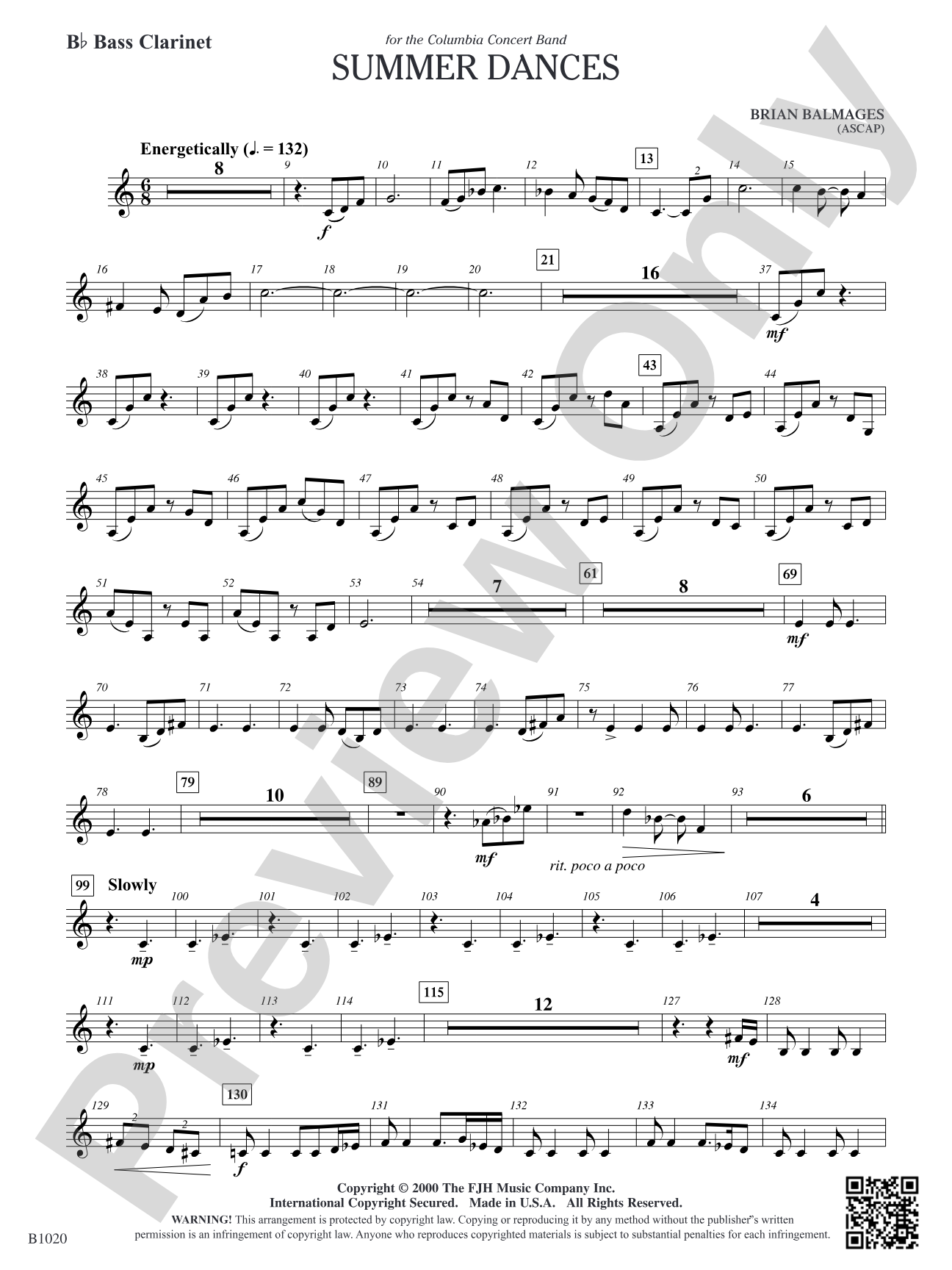 Summer Dances: B-flat Bass Clarinet
