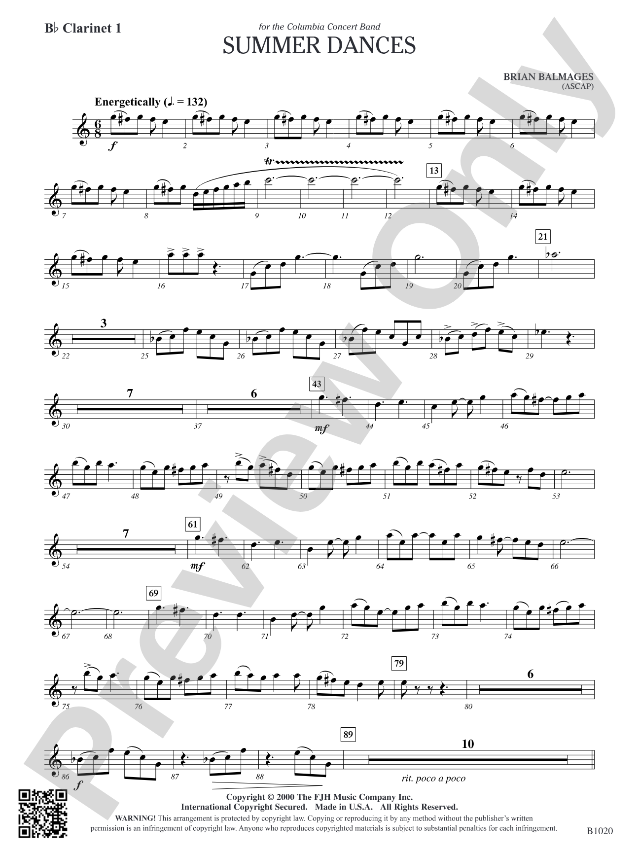 Summer Dances: B-flat Clarinet 1
