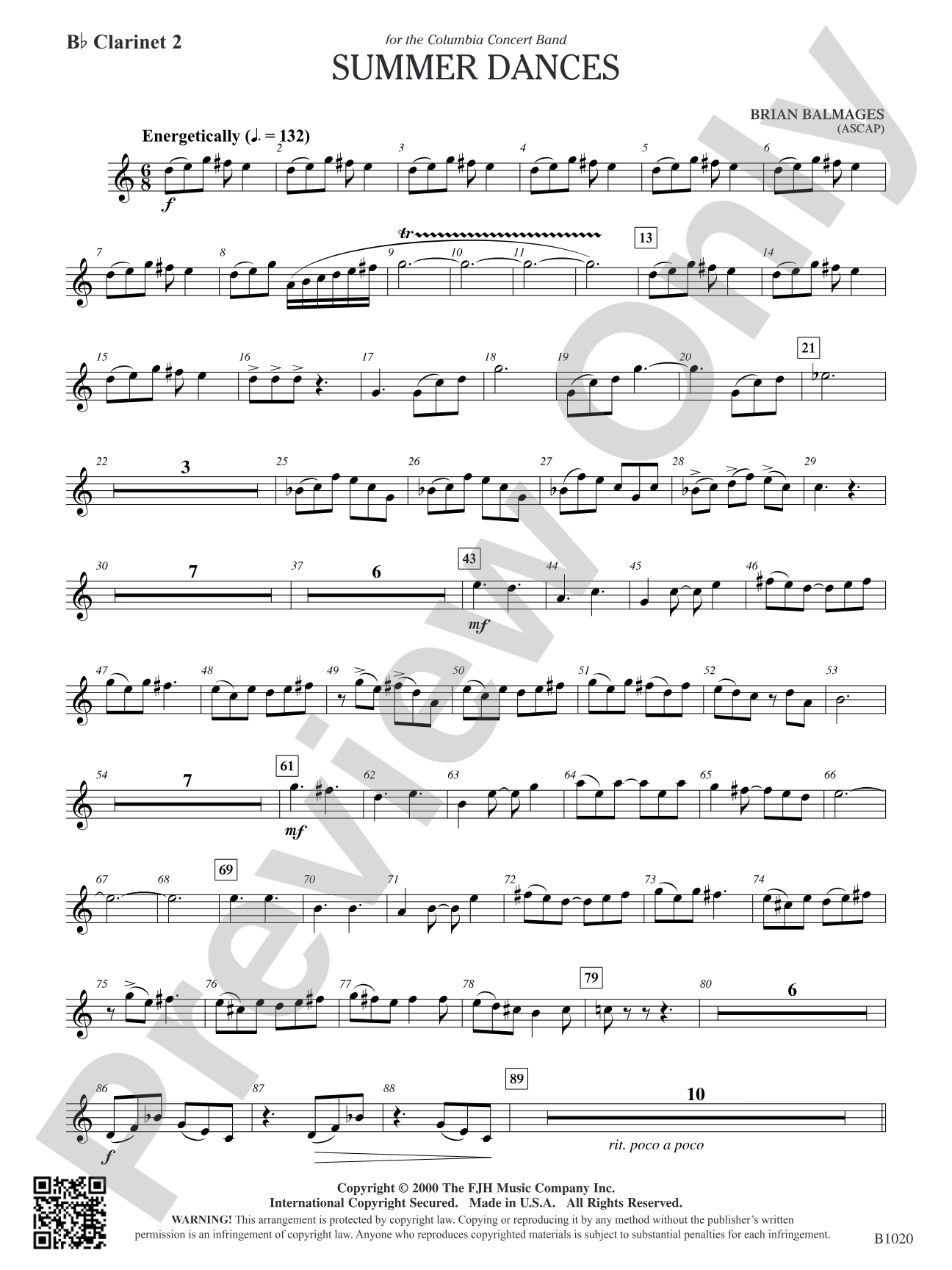 Summer Dances: B-flat Clarinet 2