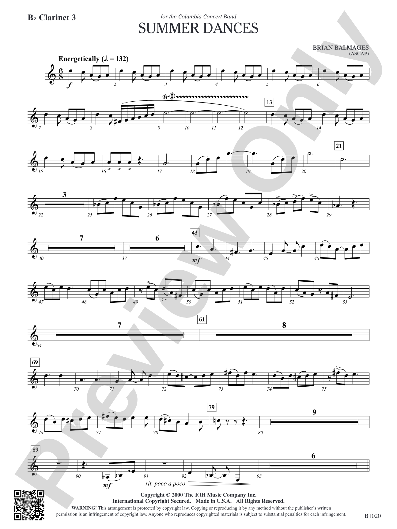 Summer Dances: B-flat Clarinet 3