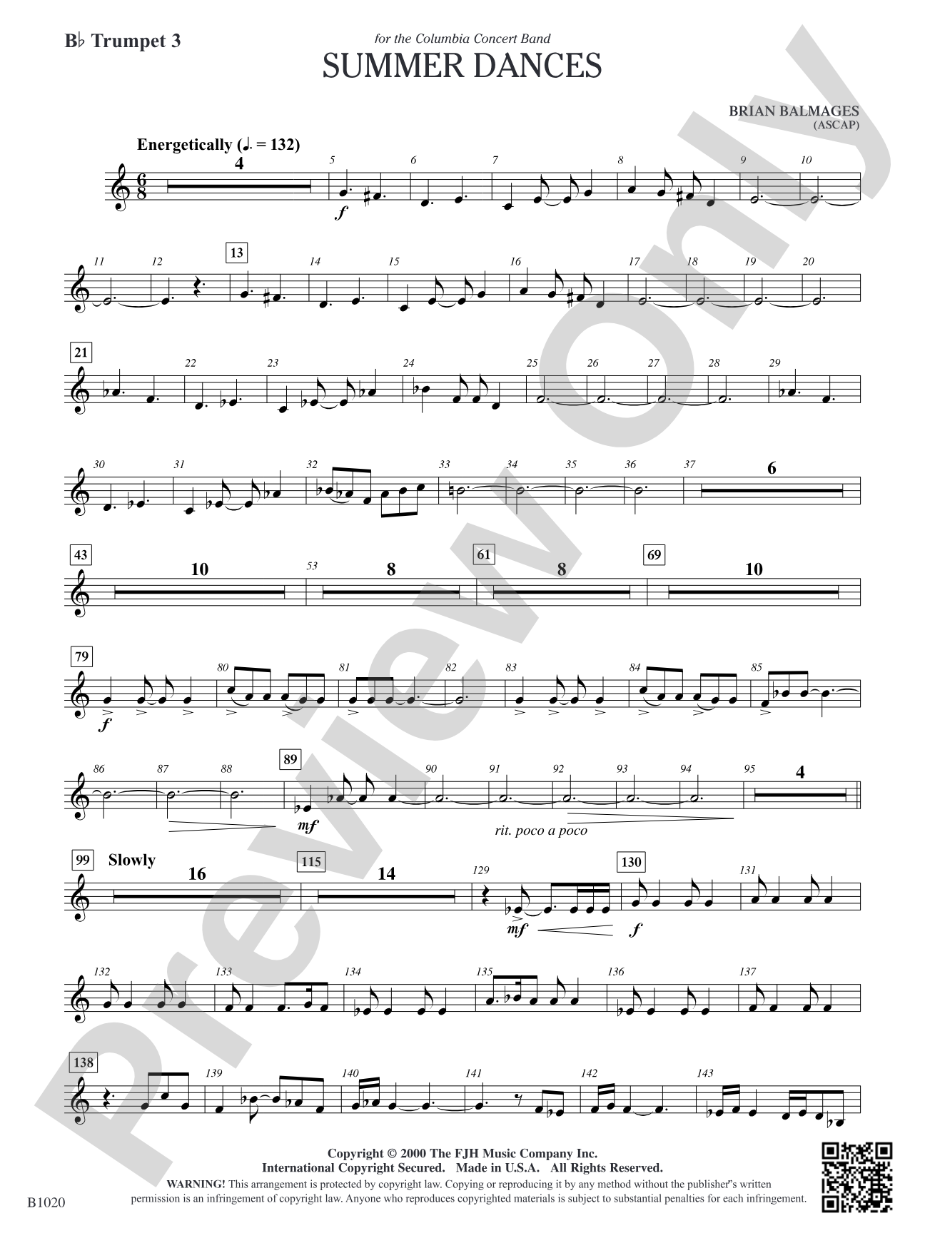 Summer Dances: B-flat Trumpet 3