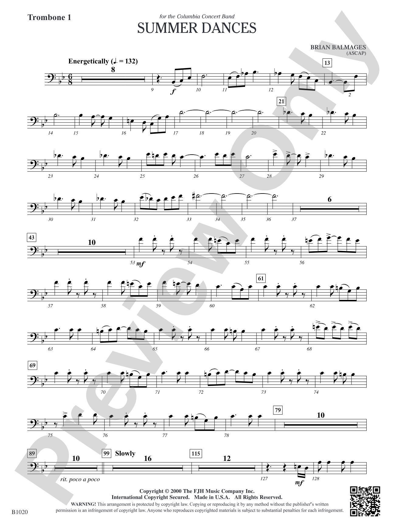 Summer Dances: Trombone 1