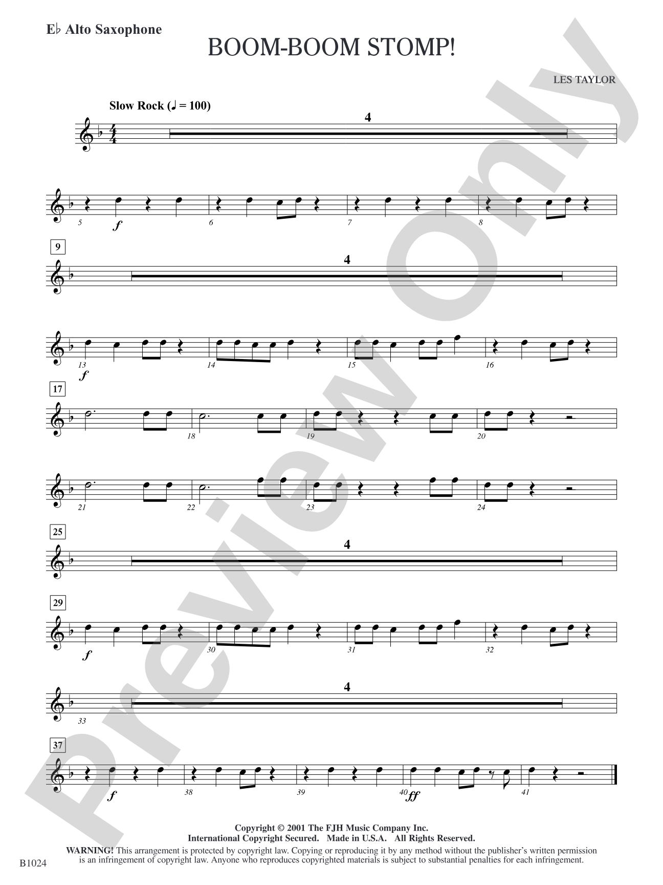 Boom-Boom Stomp!: E-flat Alto Saxophone