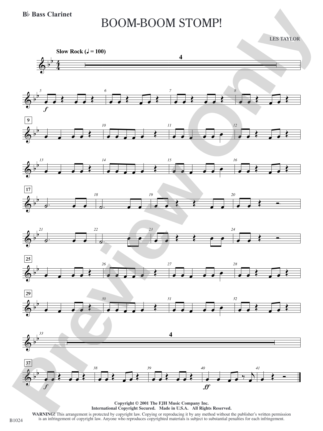 Boom-Boom Stomp!: B-flat Bass Clarinet