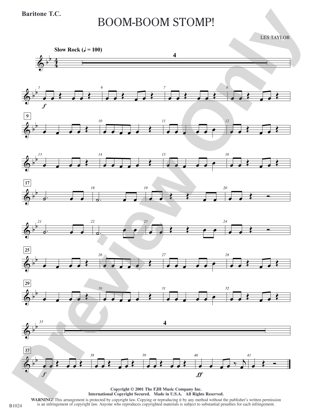 Boom-Boom Stomp!: Baritone T.C.
