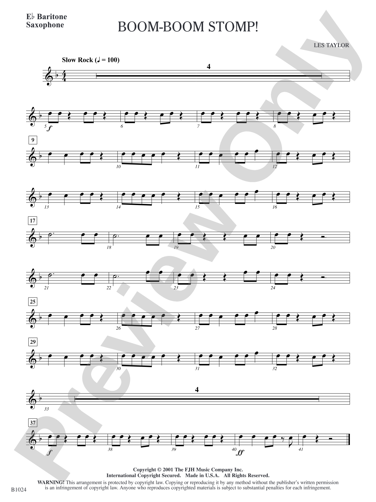 Boom-Boom Stomp!: E-flat Baritone Saxophone