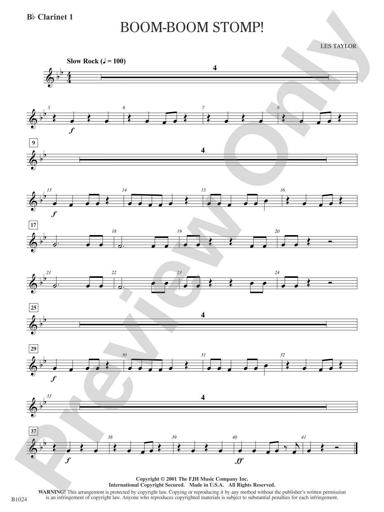 Boom-Boom Stomp!: B-flat Clarinet 1