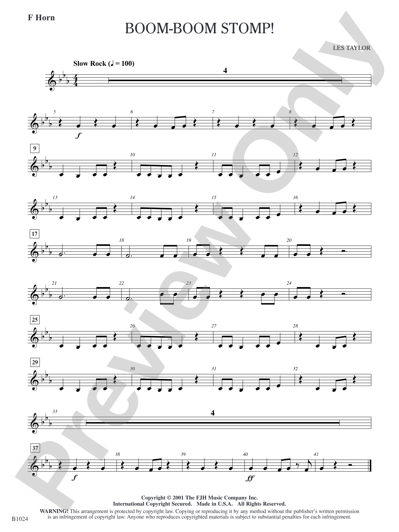 Boom-Boom Stomp!: F Horn
