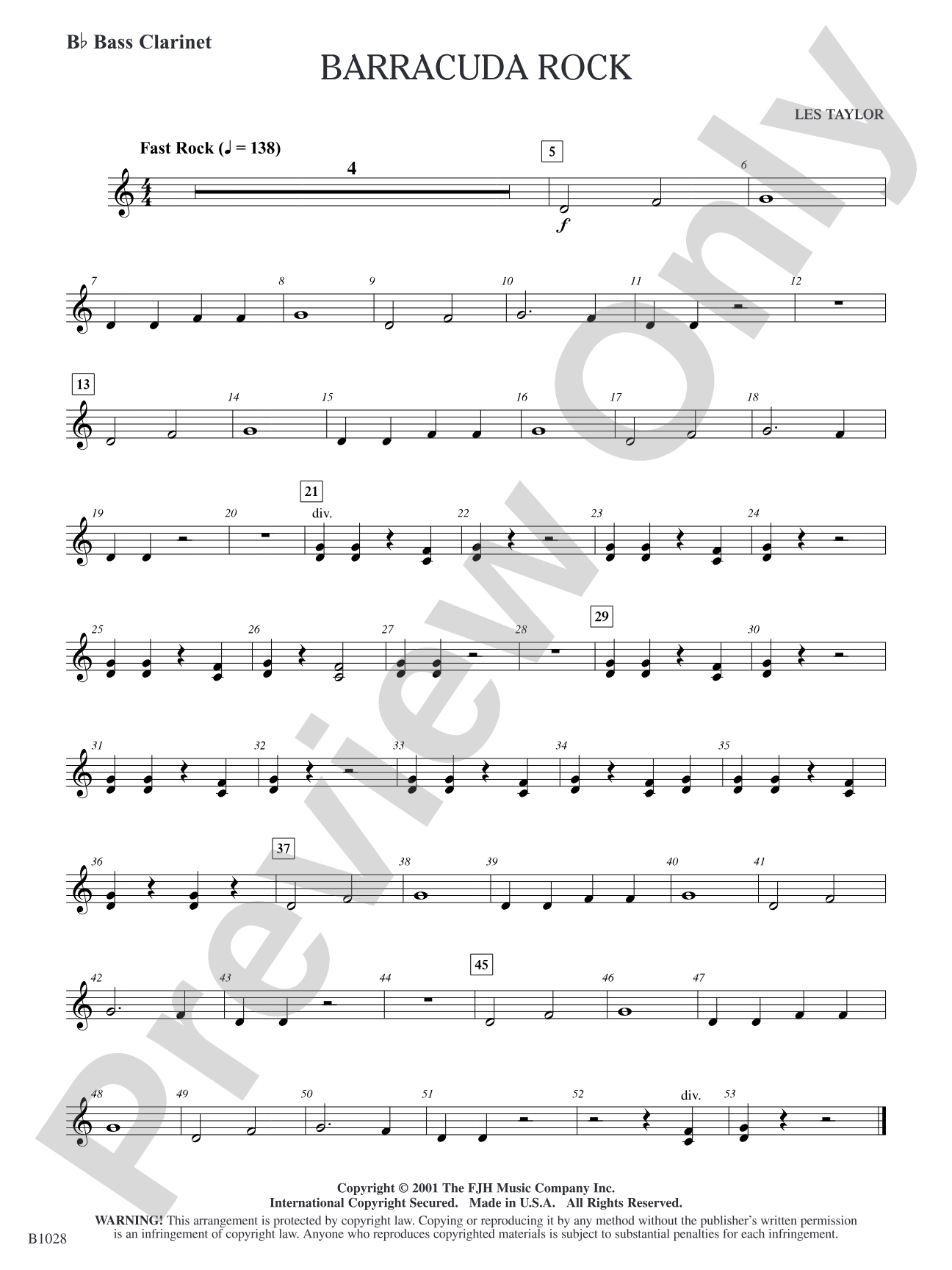 Barracuda Rock: B-flat Bass Clarinet