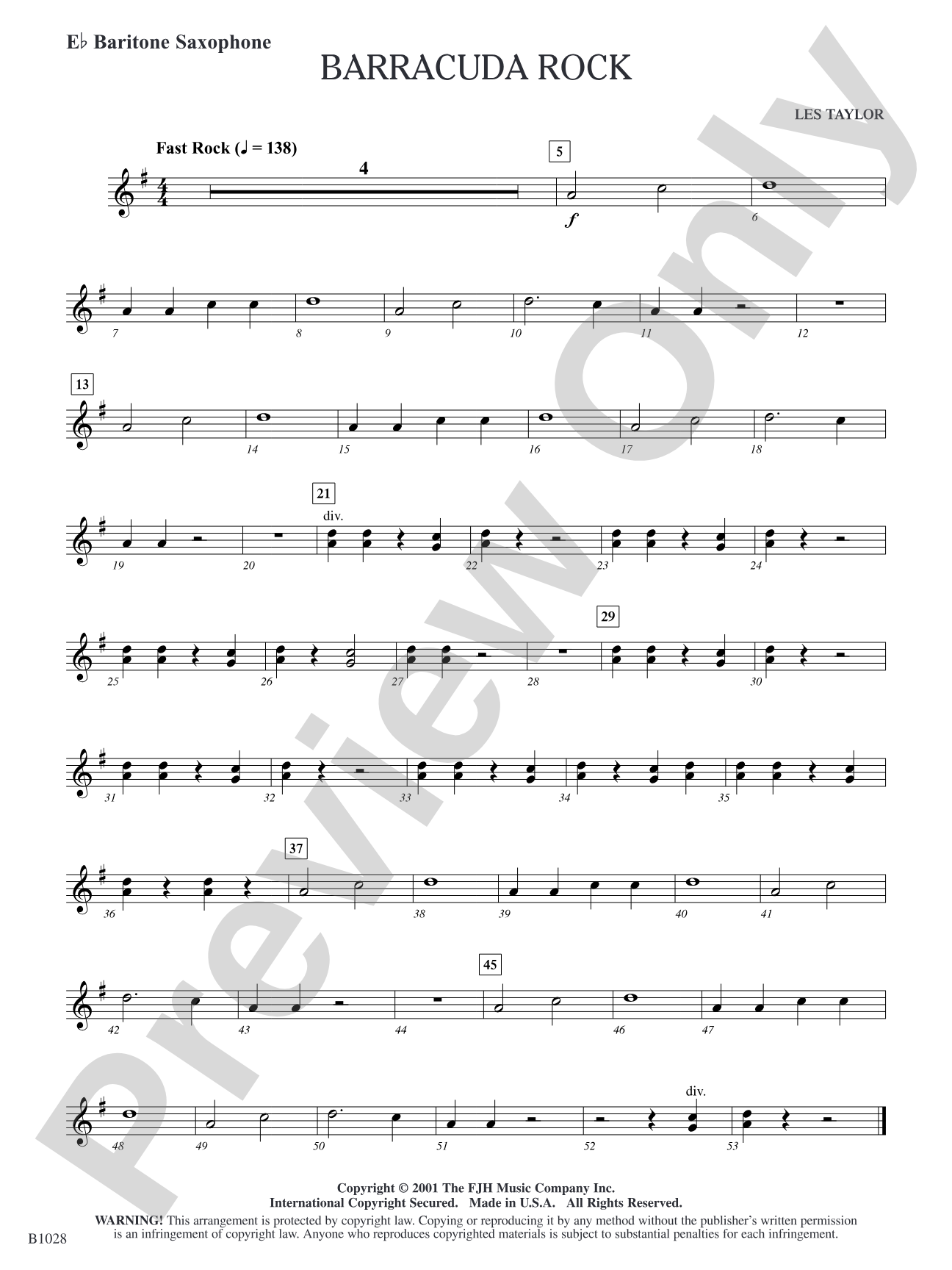 Barracuda Rock: E-flat Baritone Saxophone