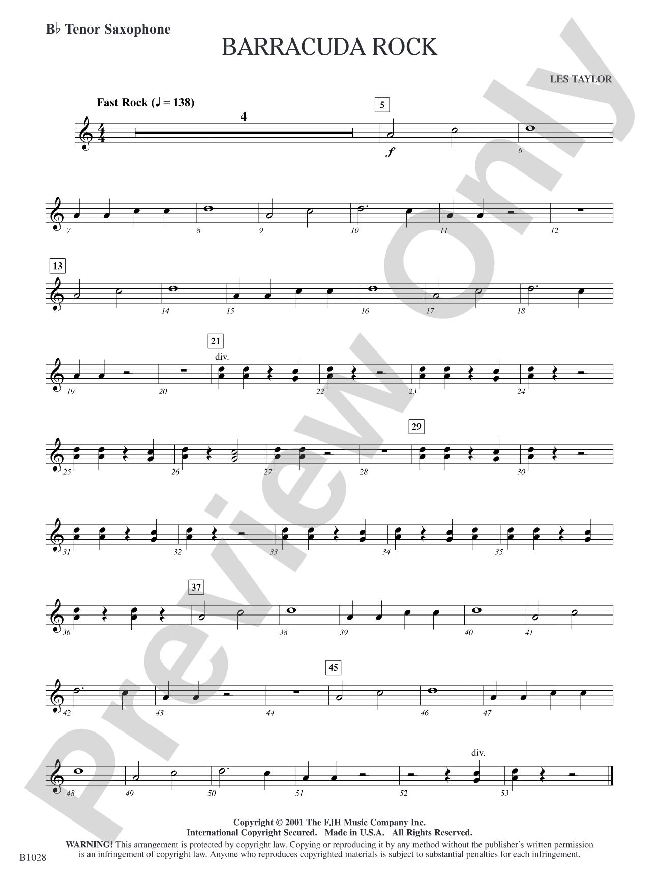 Barracuda Rock: B-flat Tenor Saxophone