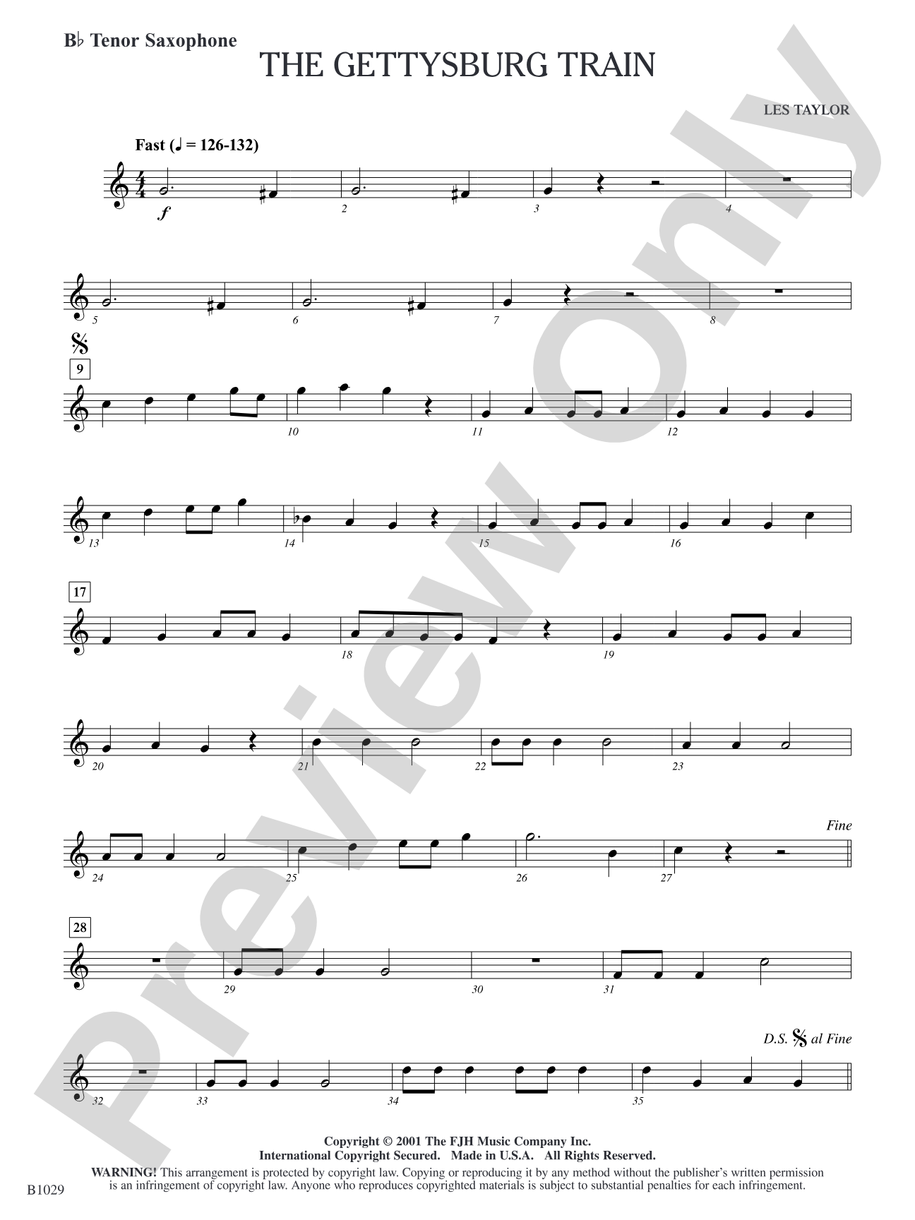 The Gettysburg Train: B-flat Tenor Saxophone