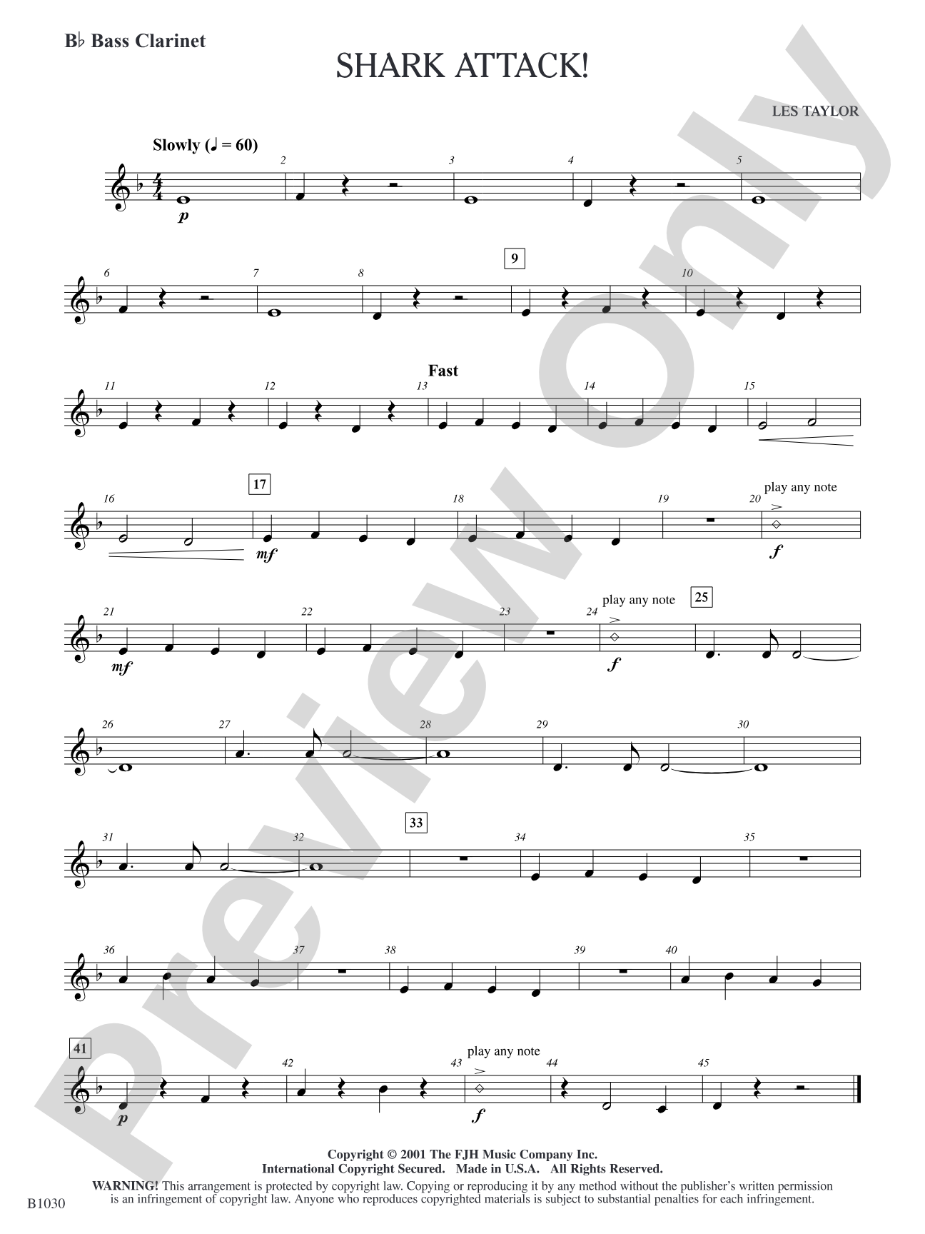 Shark Attack!: B-flat Bass Clarinet