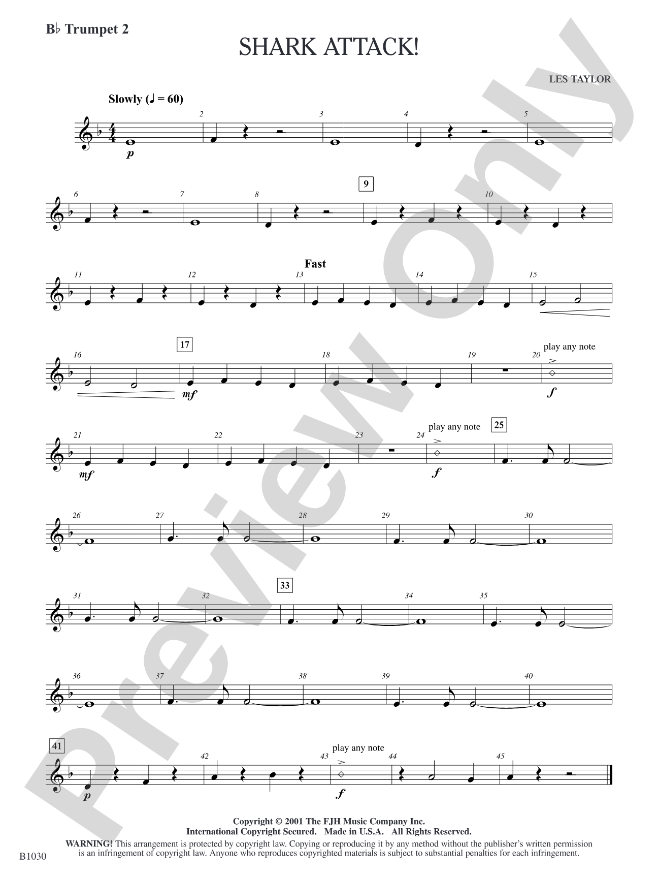 Shark Attack!: B-flat Trumpet 2