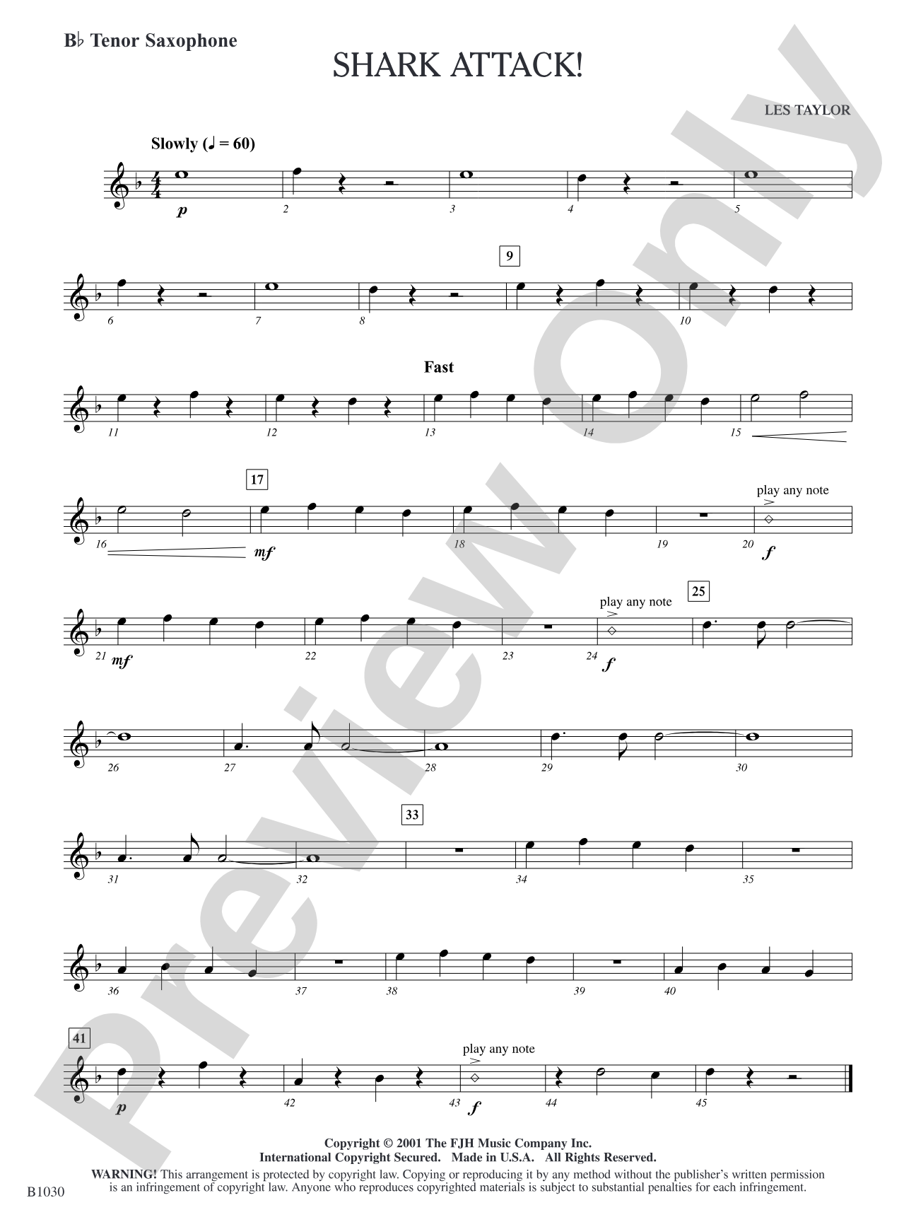 Shark Attack!: B-flat Tenor Saxophone