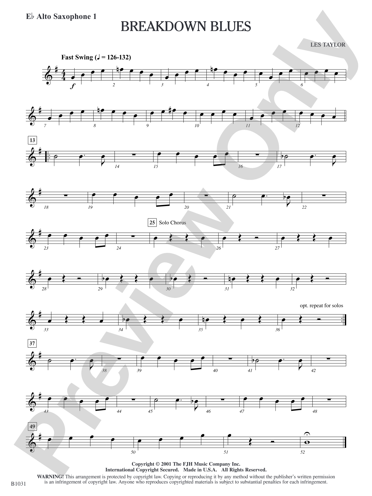 Breakdown Blues: E-flat Alto Saxophone 1