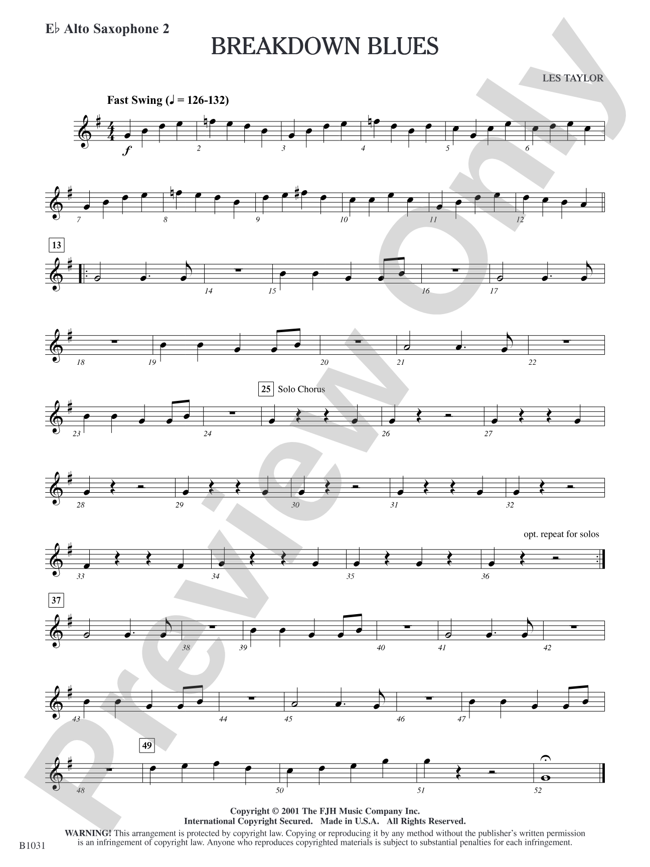 Breakdown Blues: E-flat Alto Saxophone 2
