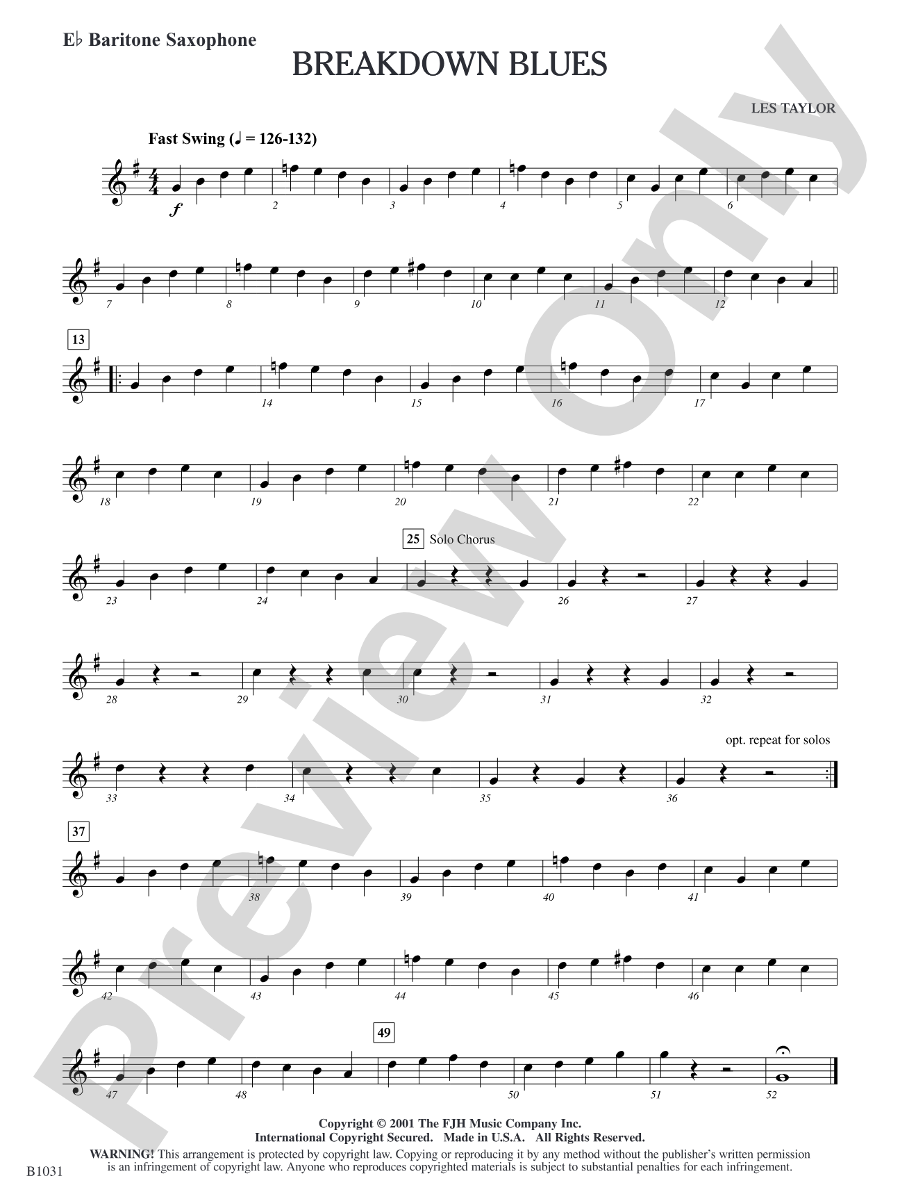 Breakdown Blues: E-flat Baritone Saxophone