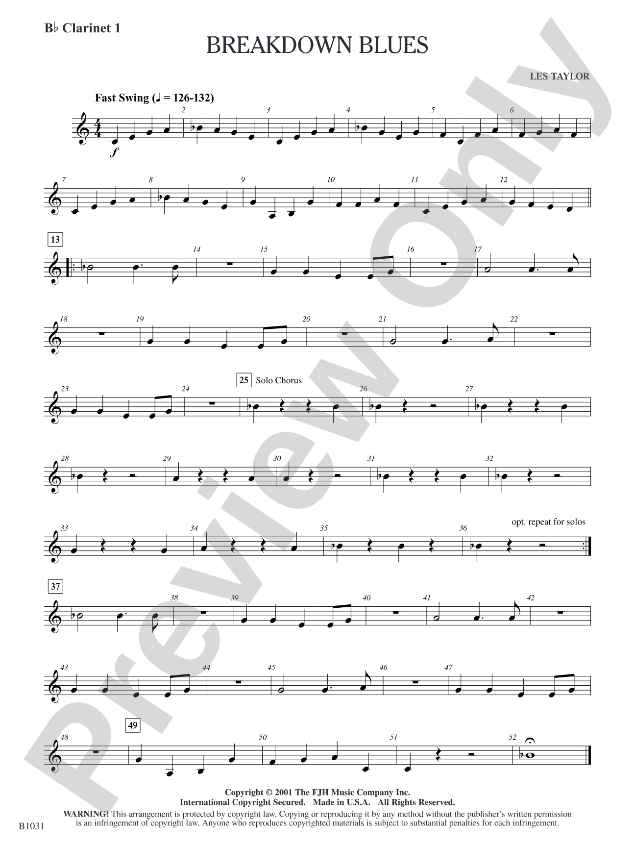 Breakdown Blues: B-flat Clarinet 1