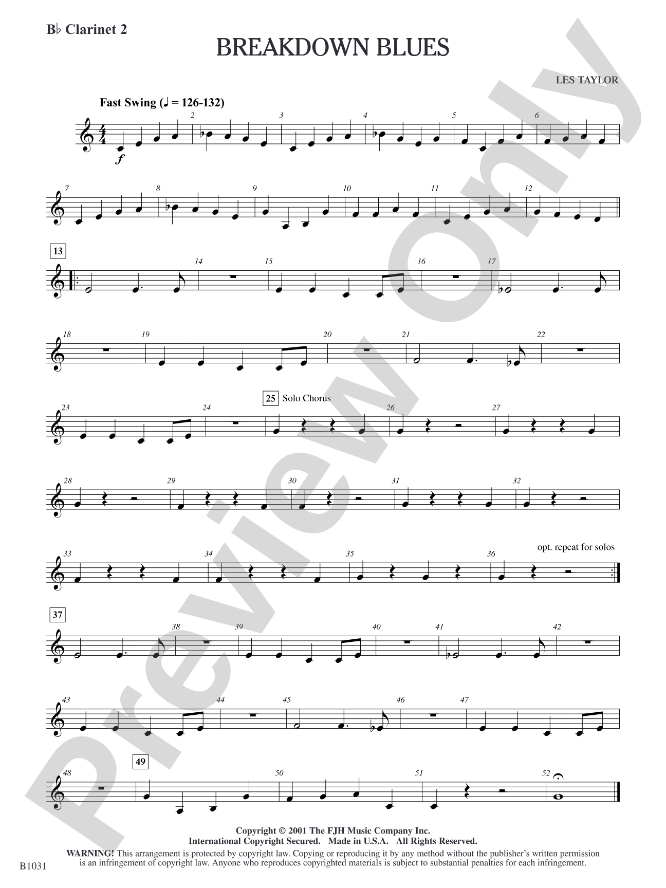 Breakdown Blues: B-flat Clarinet 2