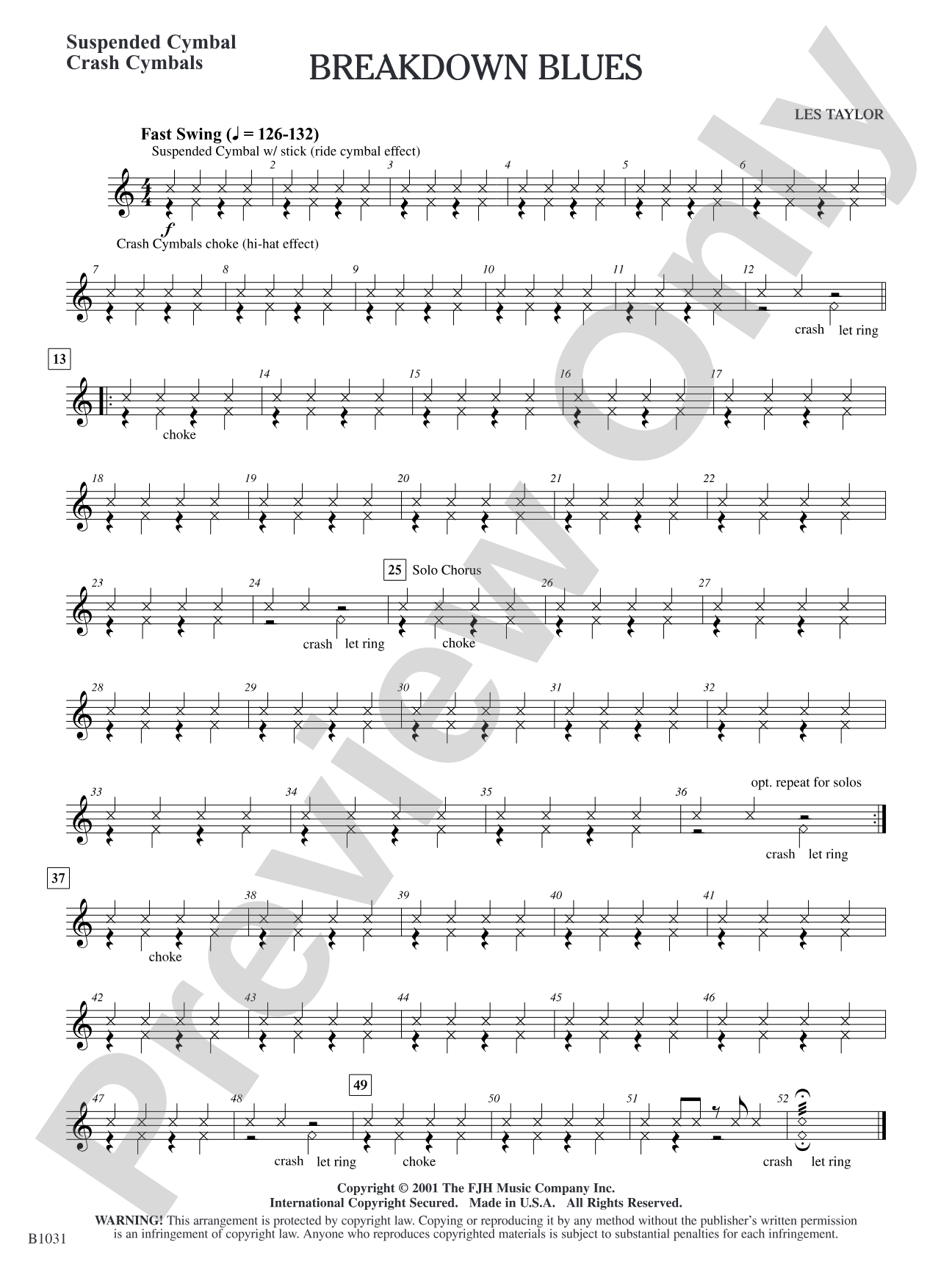 Breakdown Blues: Suspended Cymbal/Crash Cymbals