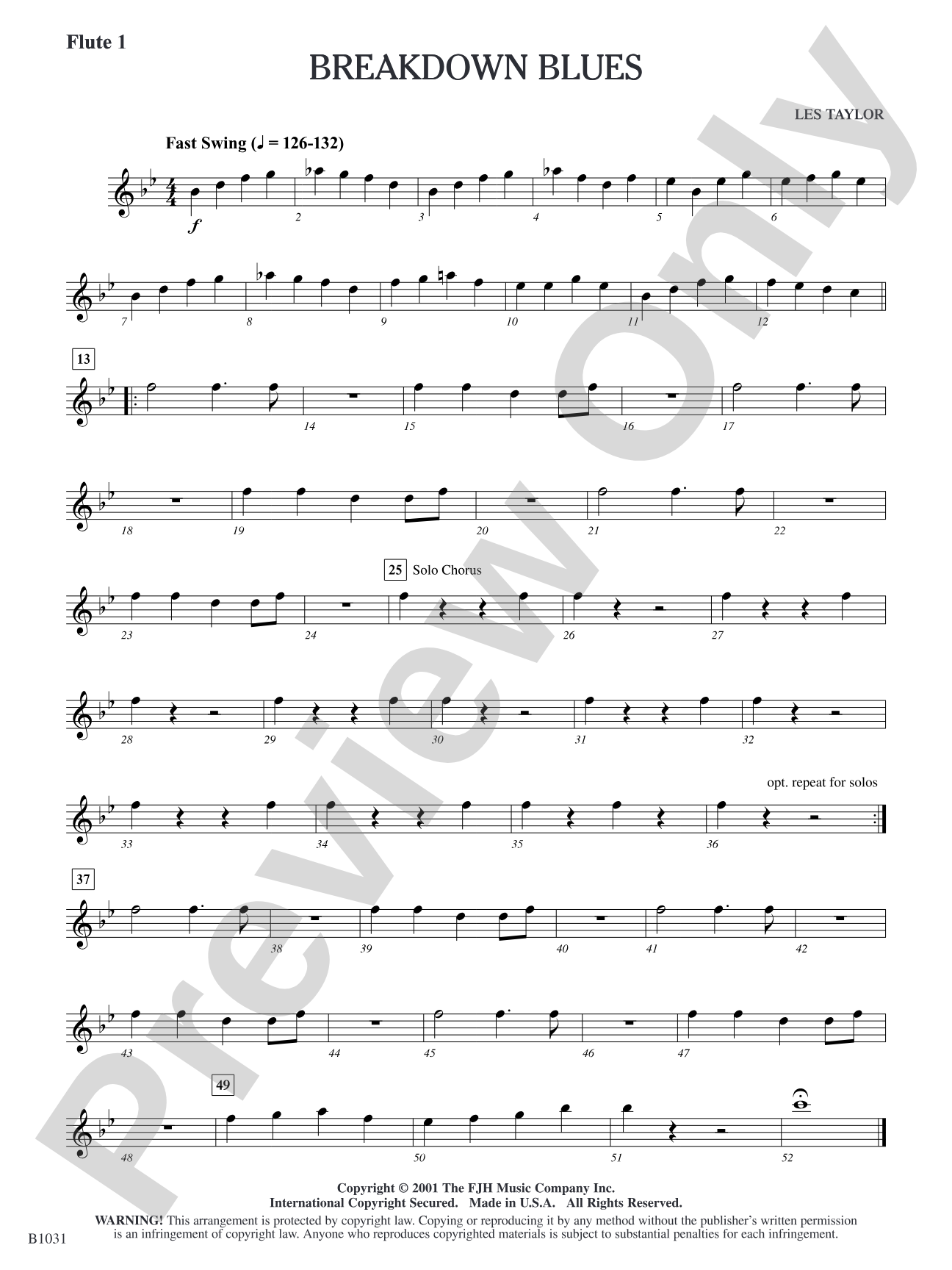 Breakdown Blues: Flute 1