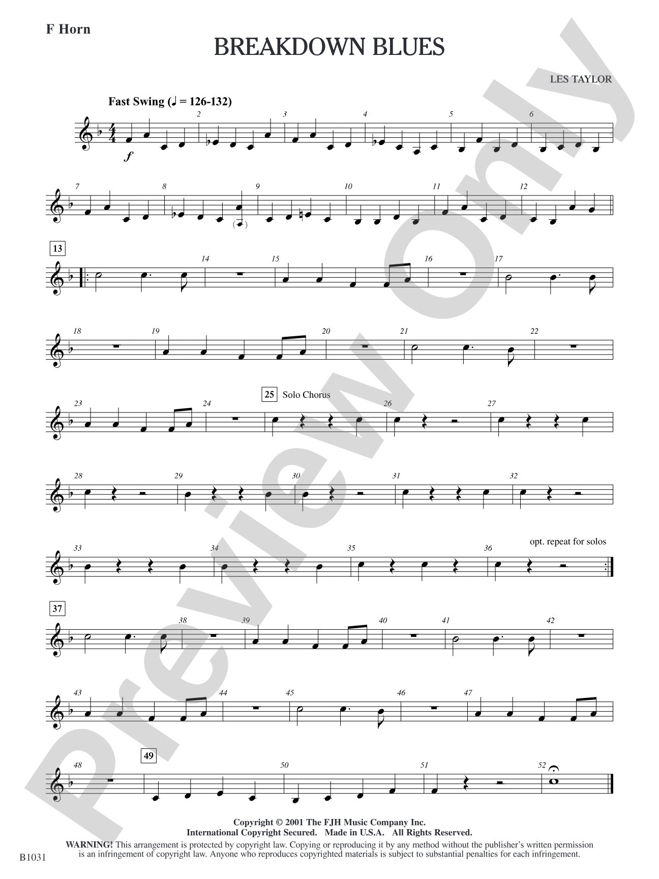 Breakdown Blues: F Horn