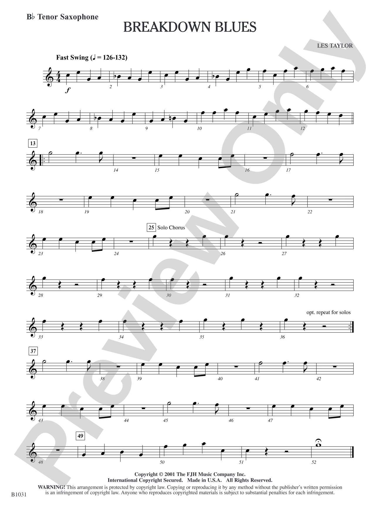 Breakdown Blues: B-flat Tenor Saxophone