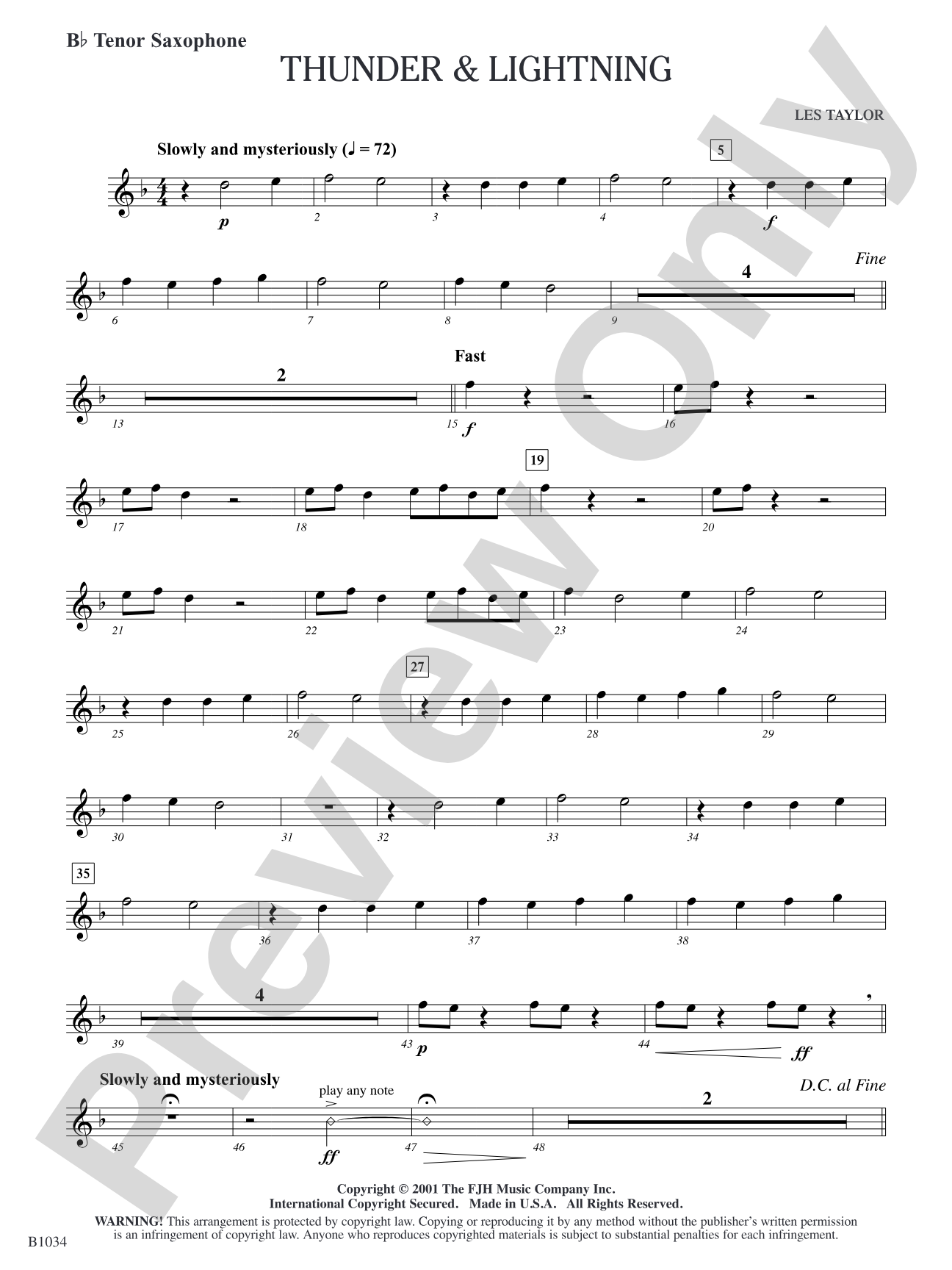 Thunder & Lightning: B-flat Tenor Saxophone