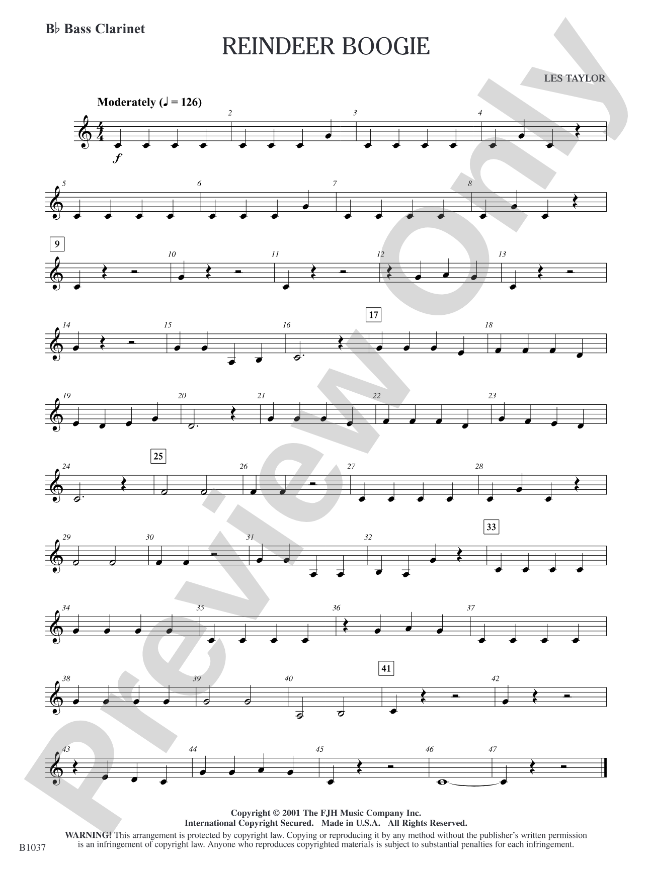Reindeer Boogie: B-flat Bass Clarinet