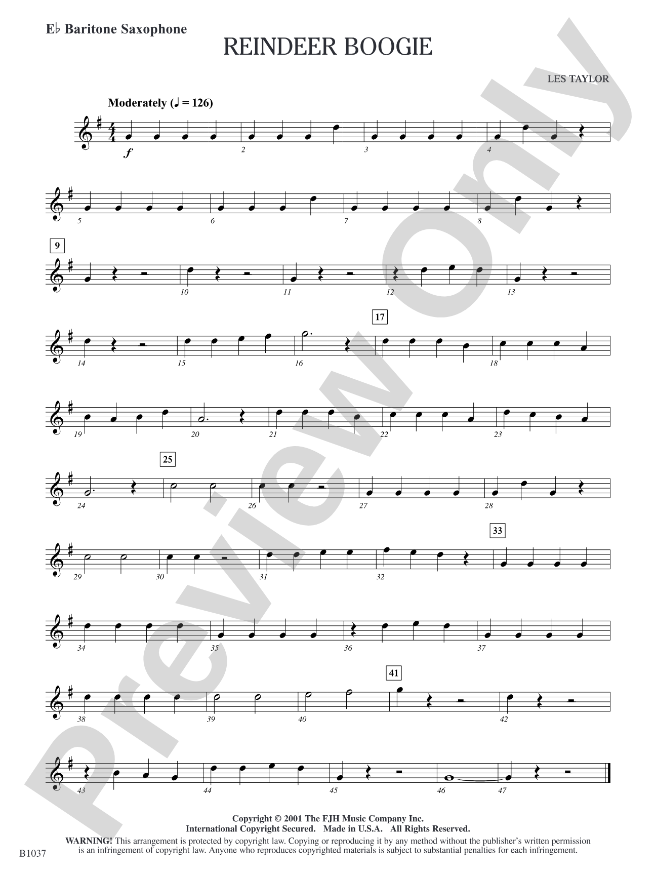 Reindeer Boogie: E-flat Baritone Saxophone