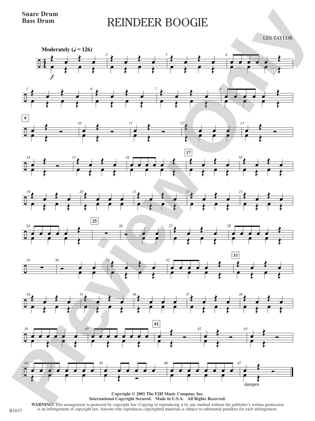 Reindeer Boogie: Snare Drum/Bass Drum