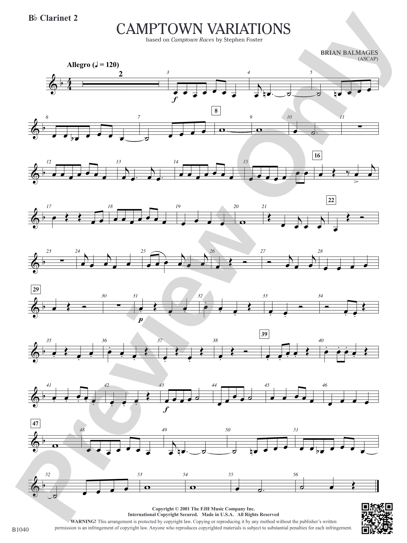 Camptown Variations: B-flat Clarinet 2
