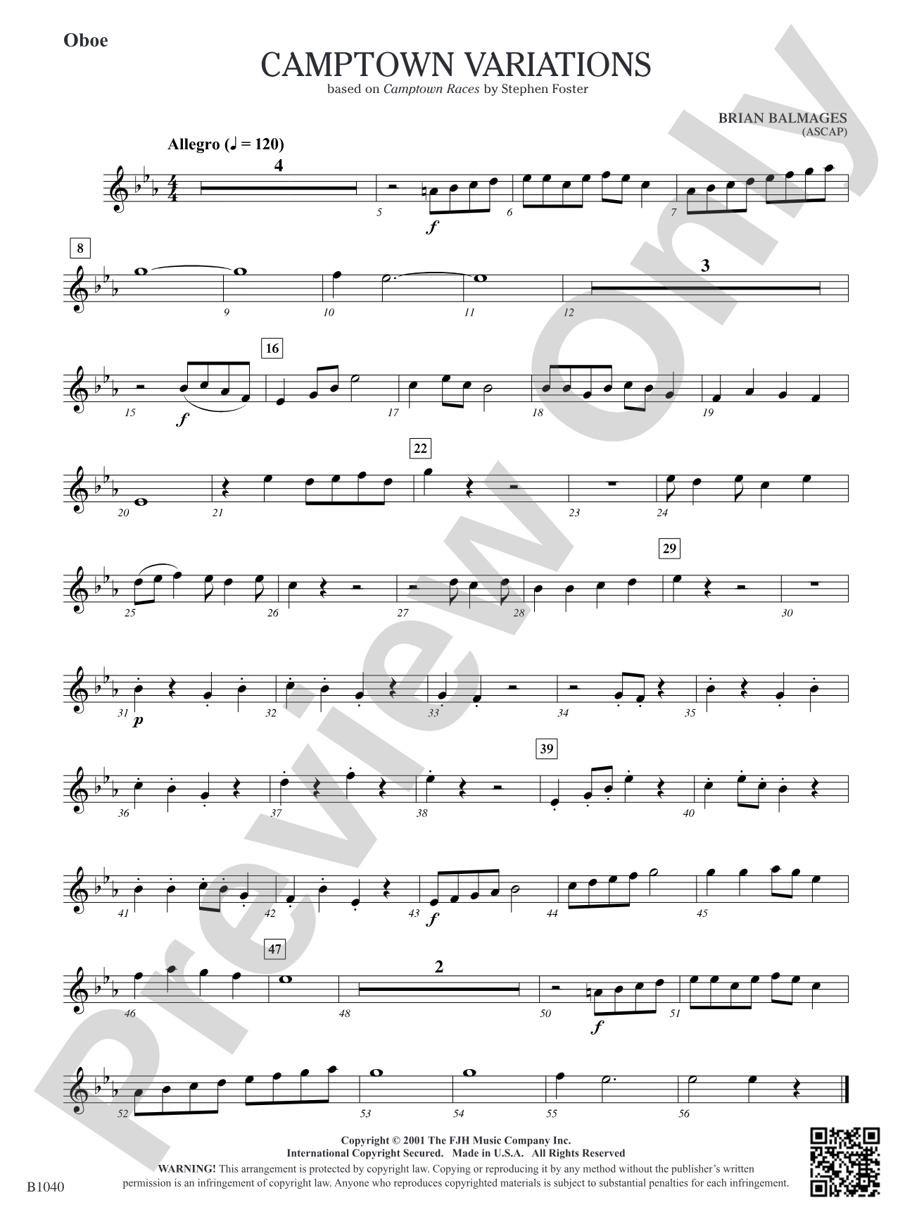 Camptown Variations: Oboe
