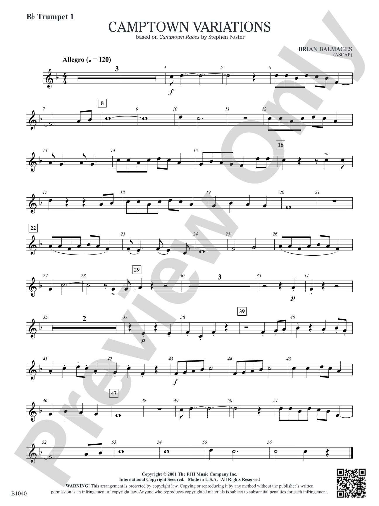 Camptown Variations: B-flat Trumpet 1