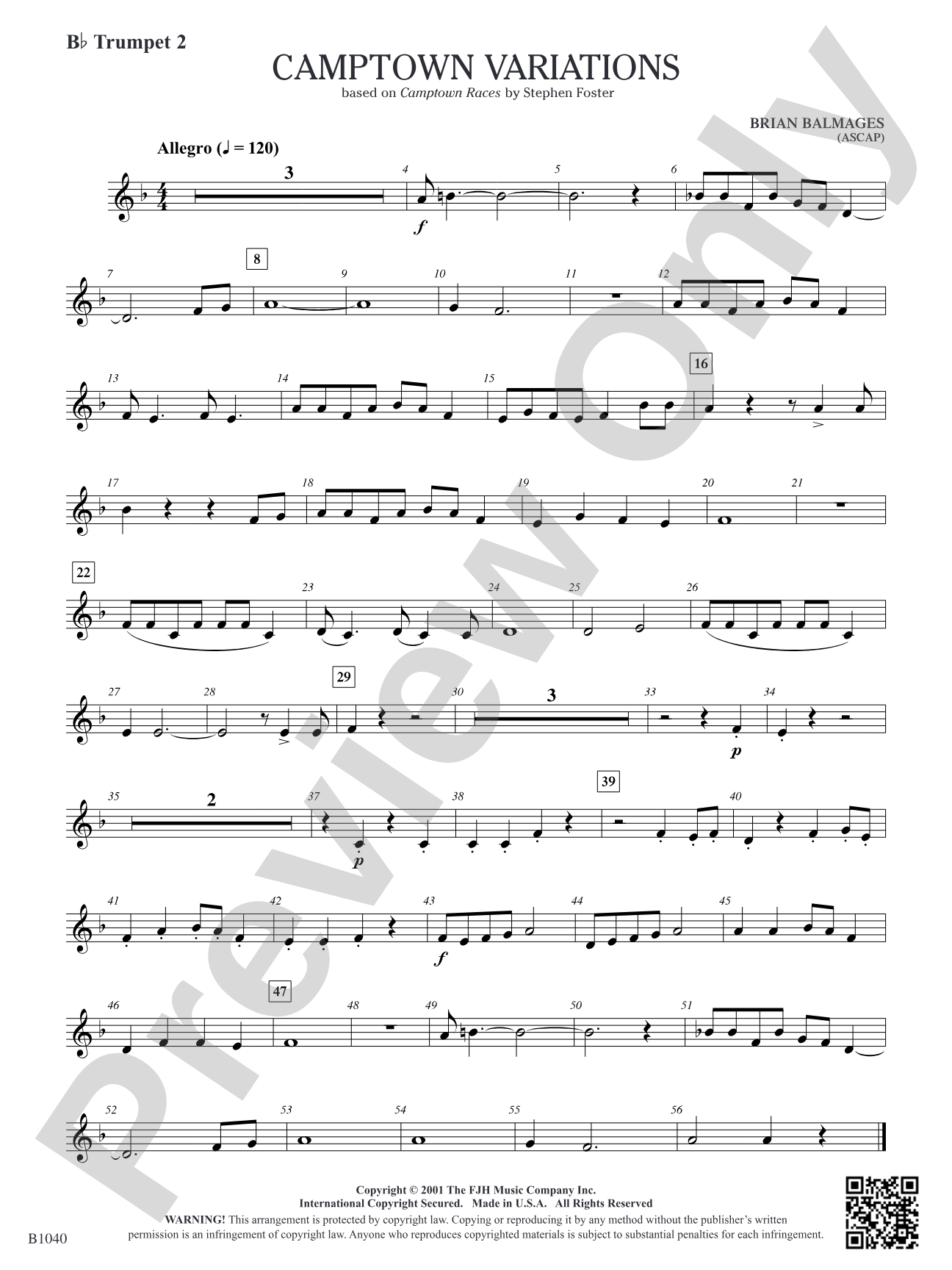 Camptown Variations: B-flat Trumpet 2