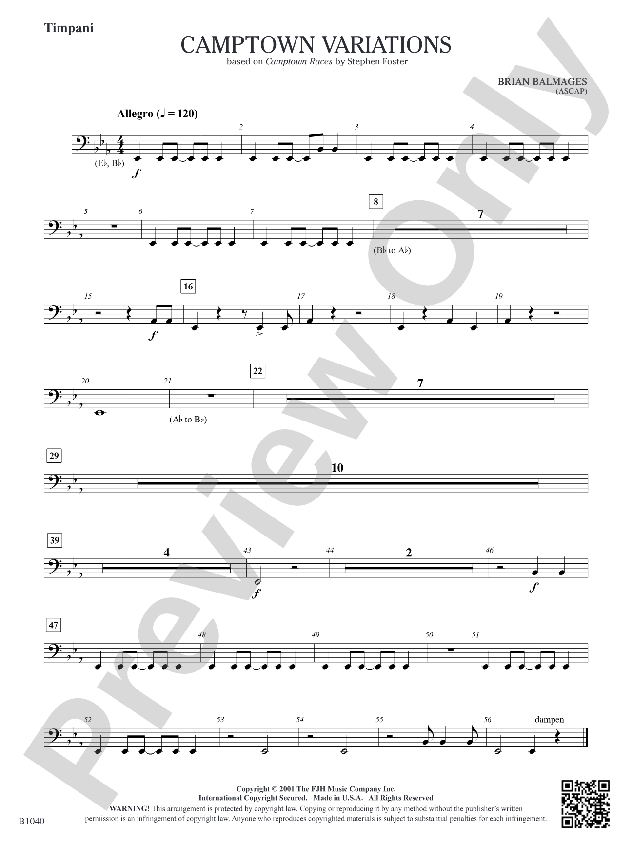 Camptown Variations: Timpani