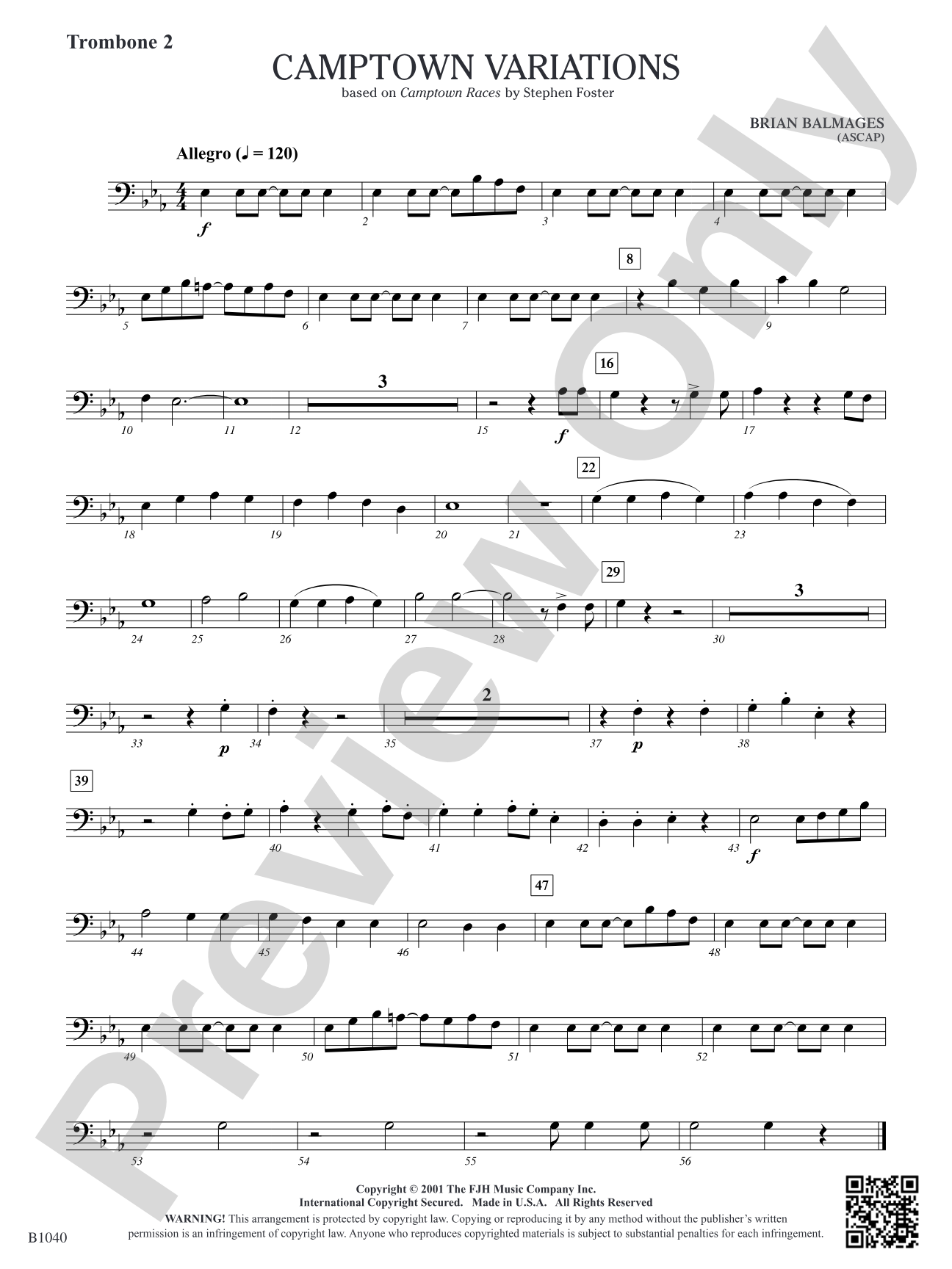 Camptown Variations: Trombone 2