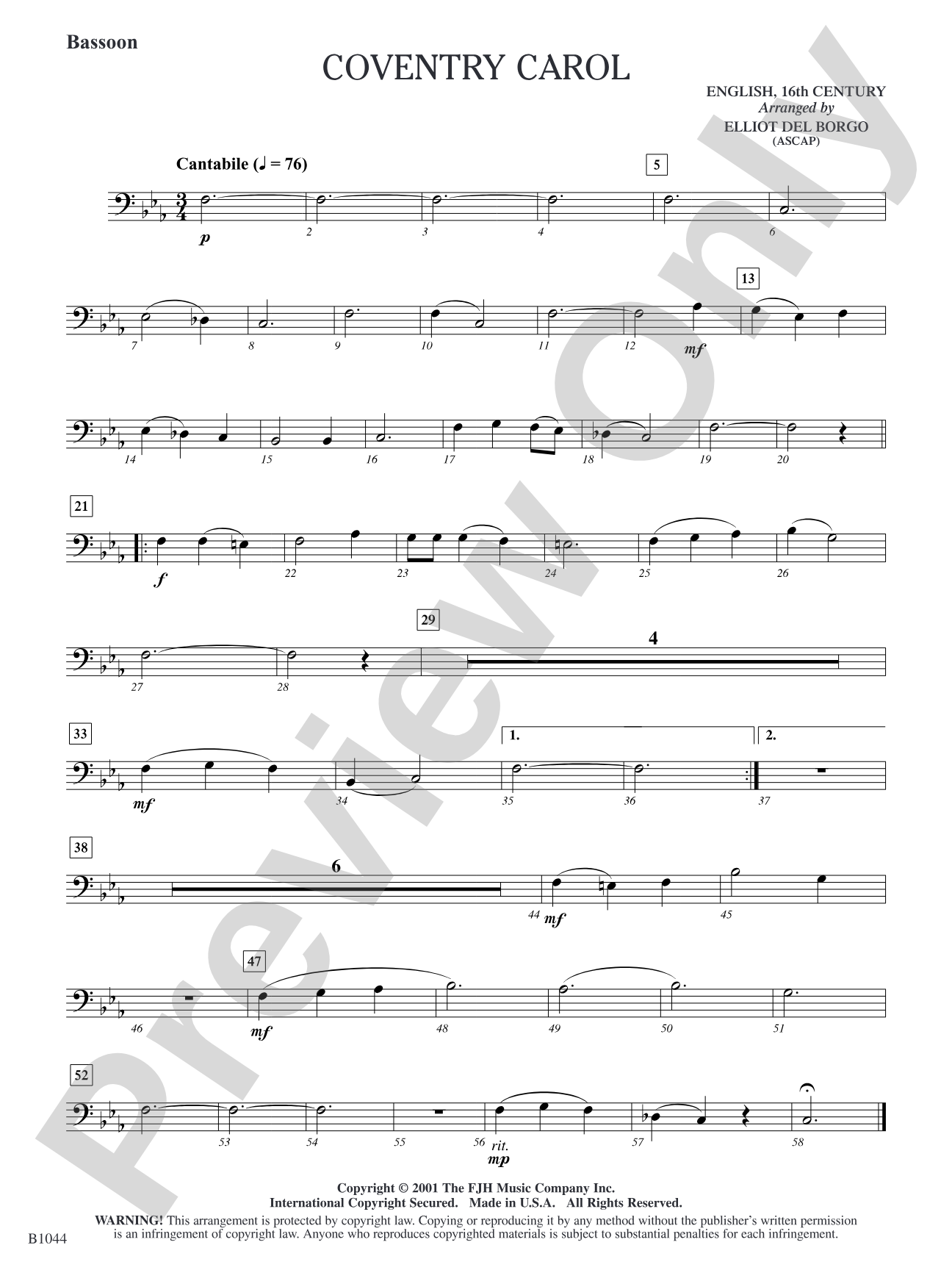 Coventry Carol: Bassoon