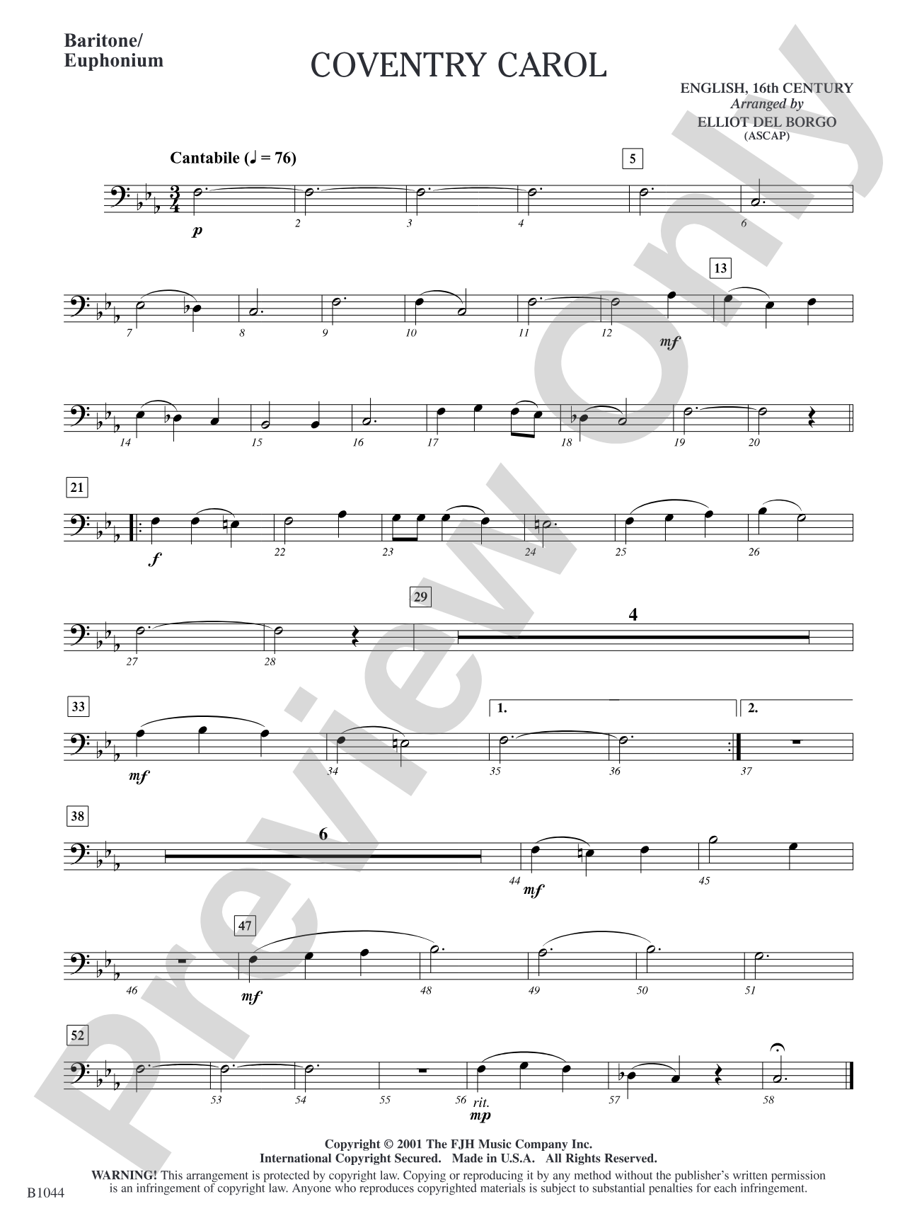 Coventry Carol: Baritone/Euphonium