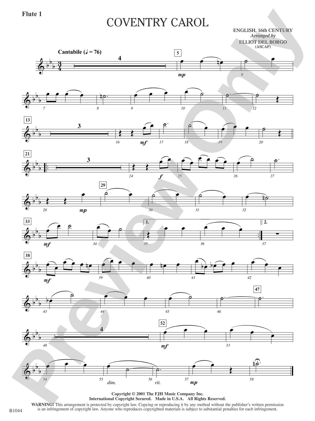 Coventry Carol: Flute 1