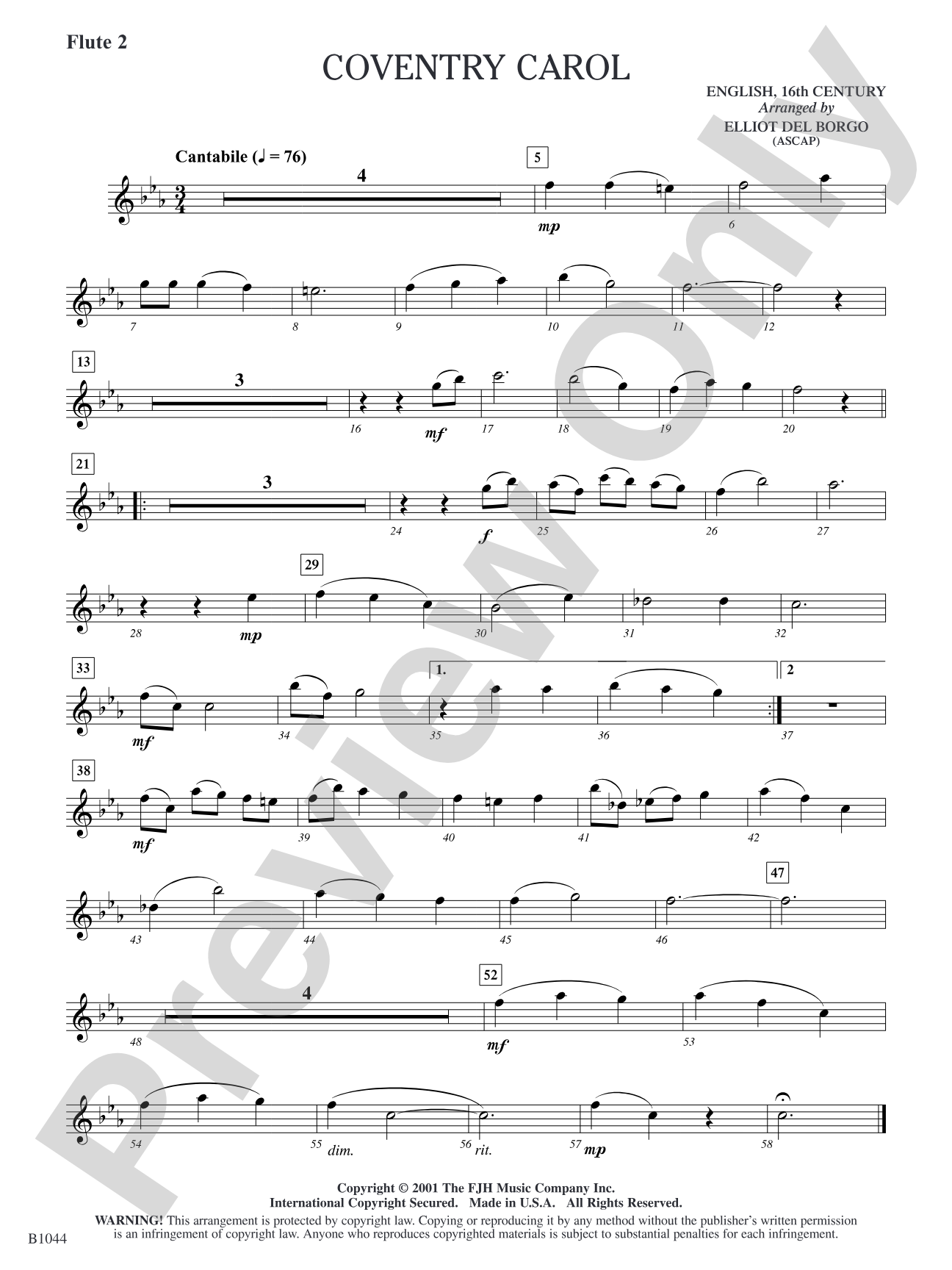 Coventry Carol: Flute 2