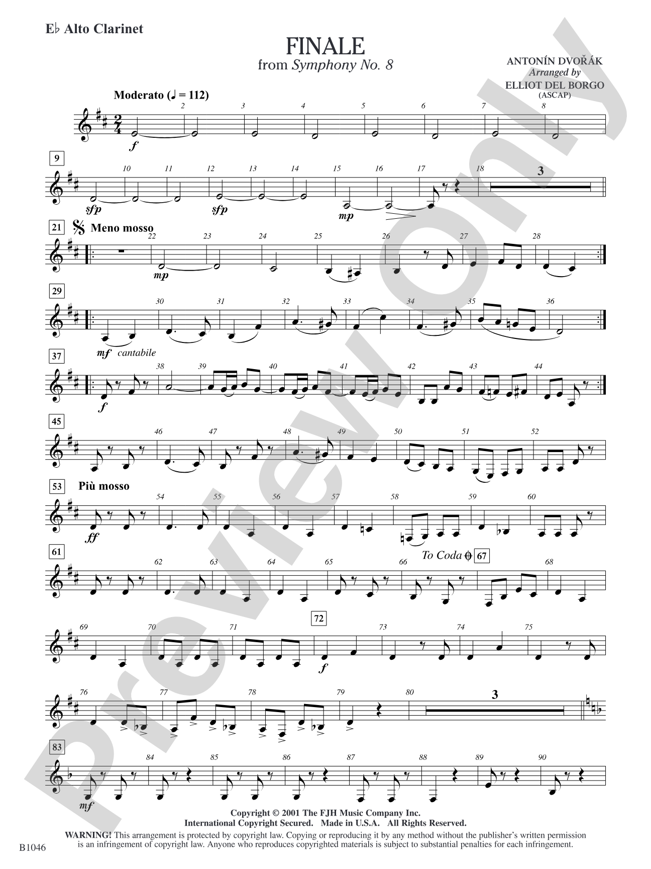 Finale from Dvorák's Symphony No. 8: E-flat Alto Clarinet