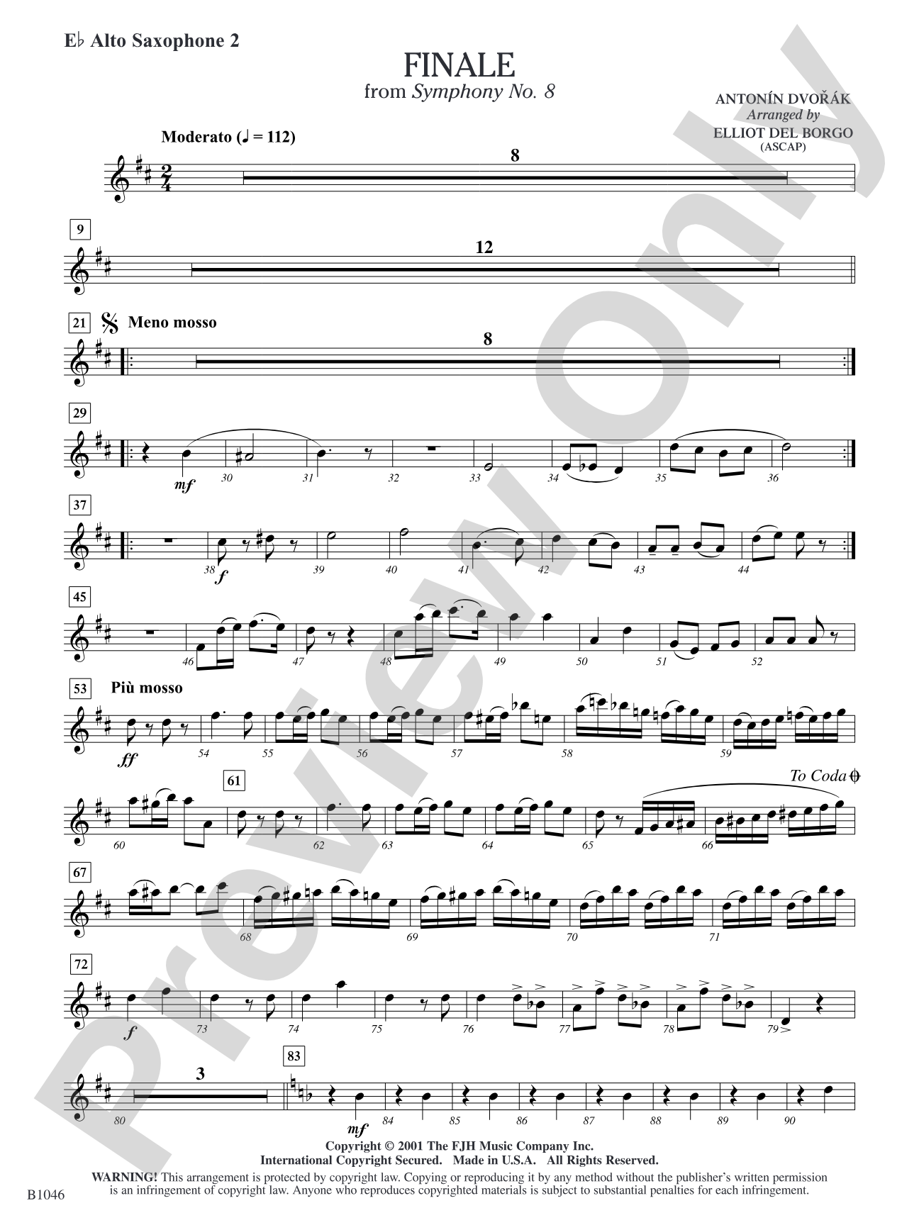Finale from Dvorák's Symphony No. 8: E-flat Alto Saxophone 2
