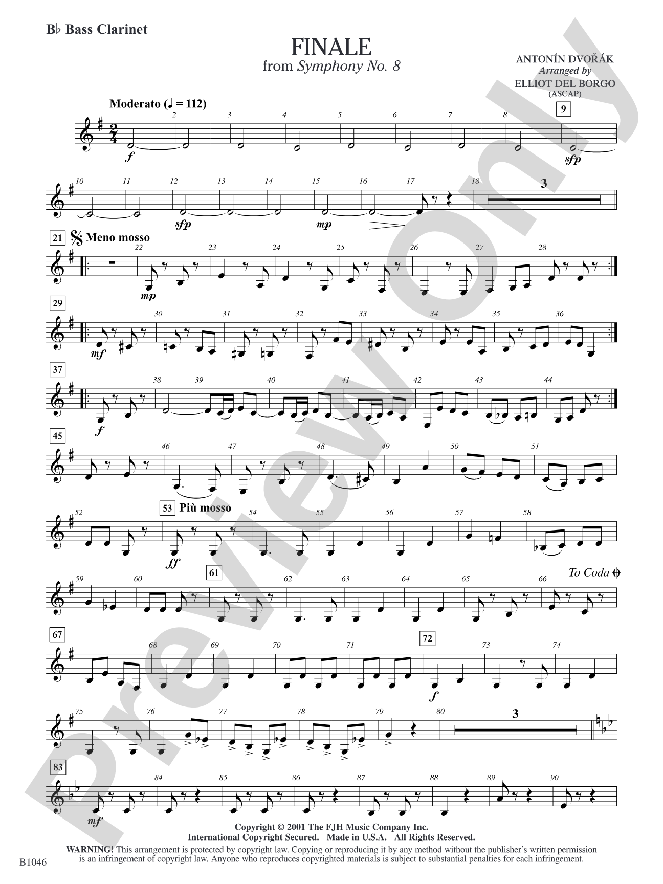 Finale from Dvorák's Symphony No. 8: B-flat Bass Clarinet