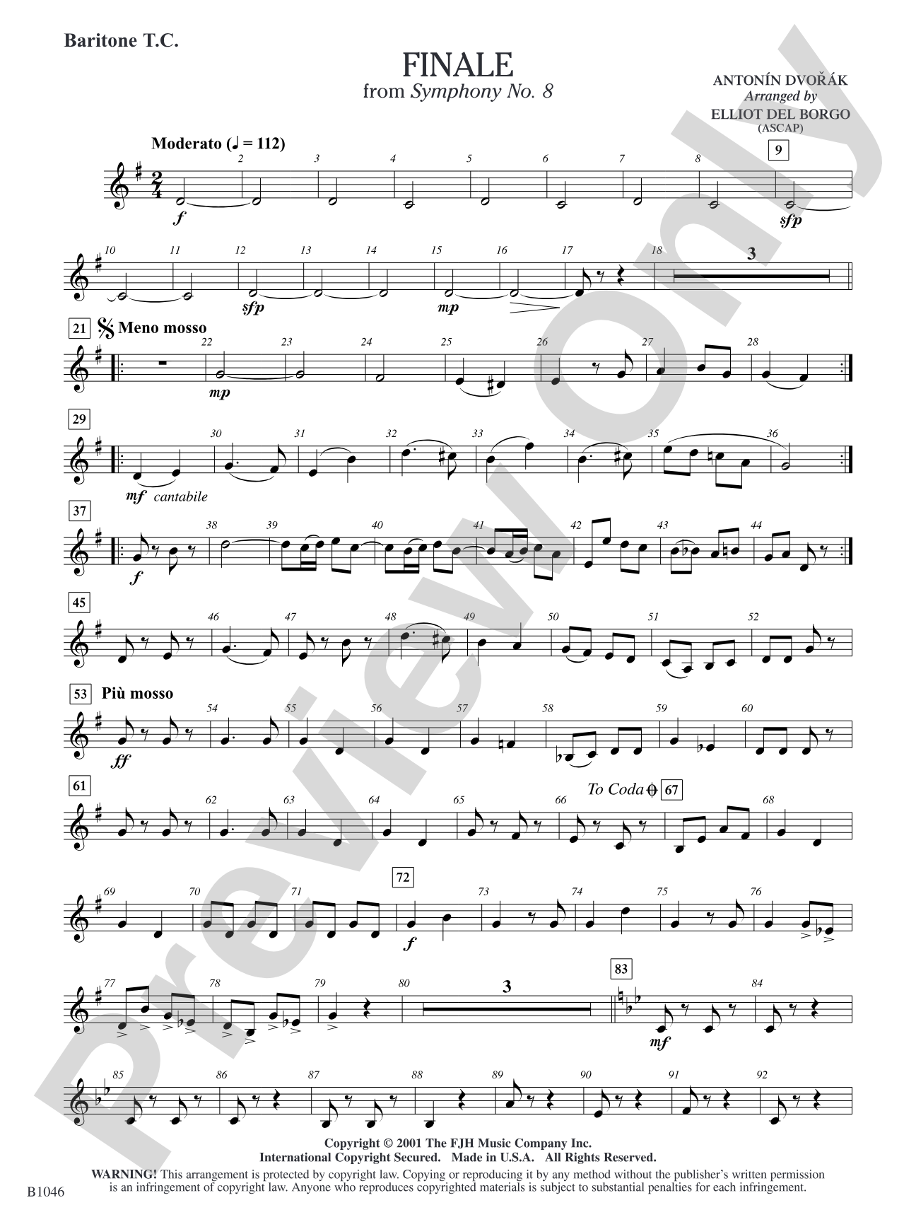Finale from Dvorák's Symphony No. 8: Baritone T.C.